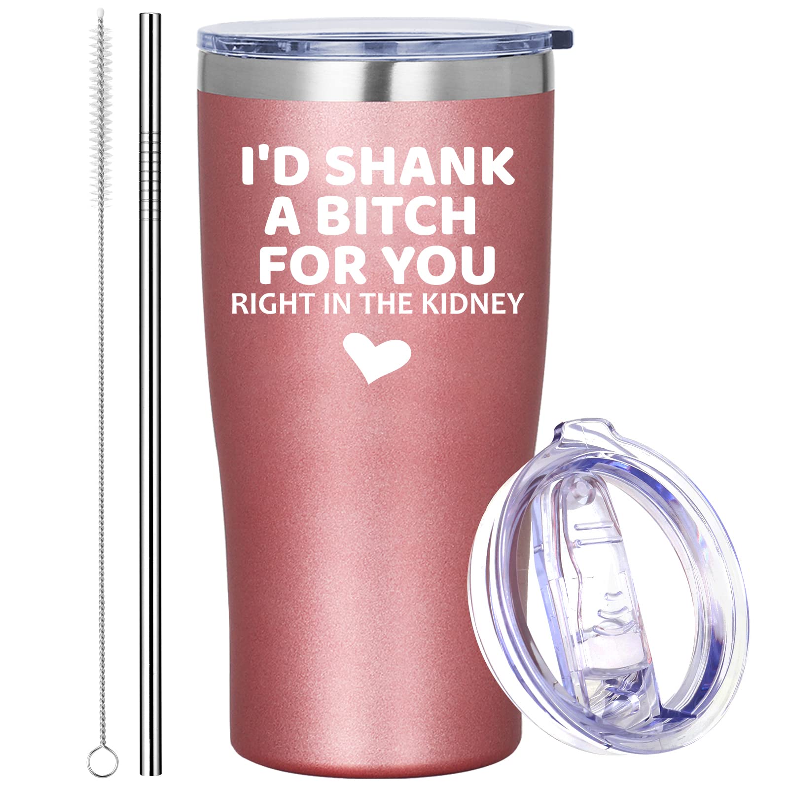 Funny Best Friend Birthday Gifts for Women - 'I'd Shank A B For You Right In The Kidney' 20oz Wine Tumbler Cup | Unique Gifts for Sister, Female Friends & Her | Perfect for Wine Nights, Bachelorette Parties & Galentine's Day
