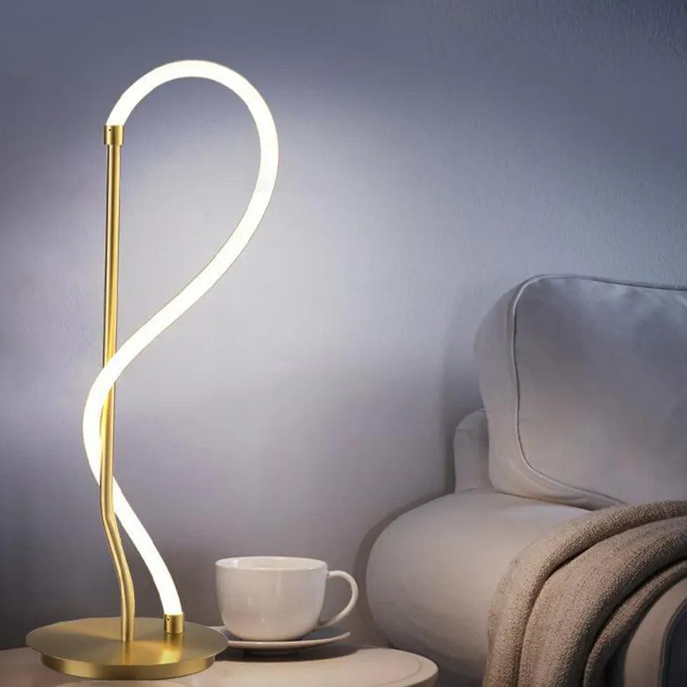 Modern White Tube Curved Line Floor Lamp - Adjustable Standing Light for Living Room, Bedroom & Office - Soft Ambient Lighting for Reading, Working & Relaxing