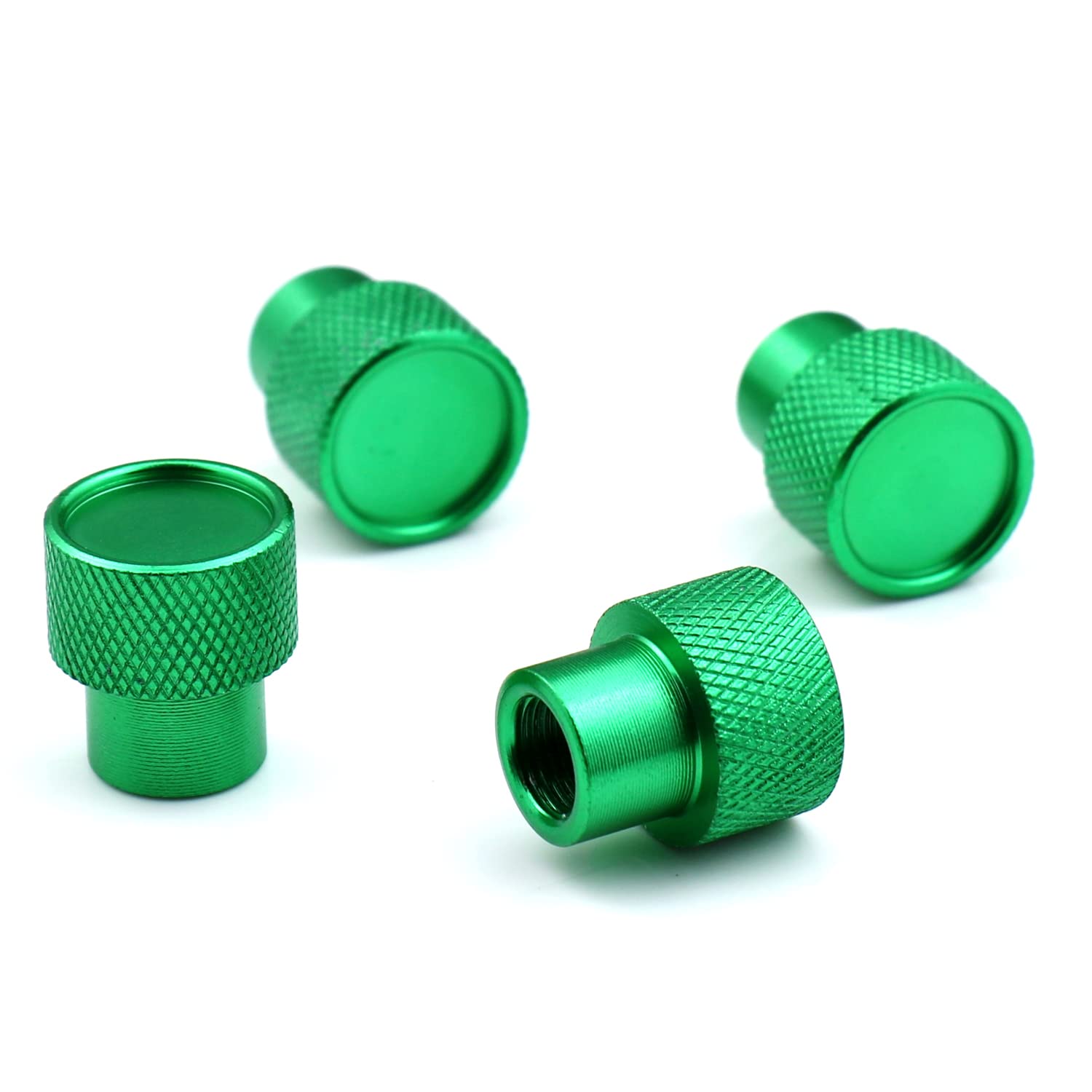 Bashineng 4-Piece Aluminum Valve Stem Caps Set - Universal Fit for Cars, SUVs, Trucks, Bikes & Motorcycles (Green) - Durable Tire Accessories for Enhanced Style & Protection