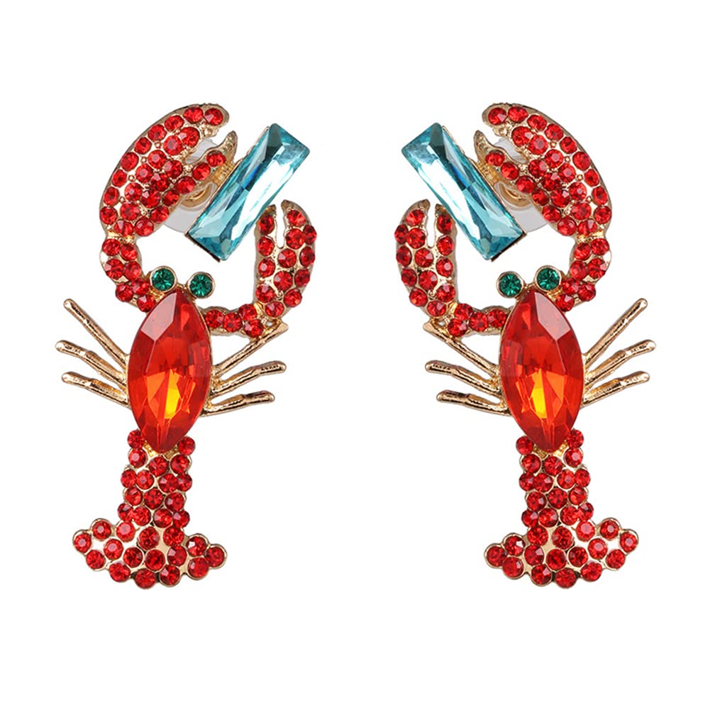Stylish Red Lobster Stud Earrings for Women - Hypoallergenic Crawfish & Crab Ocean Jewelry - Perfect Beach Vacation Accessories (5x2.5cm/1.97x0.98inch) - Great for Summer Outfits, Coastal Parties & Seafood Lover Gifts