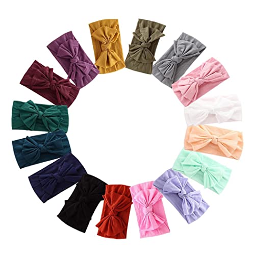 16-Piece Nylon Baby Headbands for Girls - Soft Elastic Hair Bows for Newborns & Toddlers | Perfect for Photos, Parties & Everyday Outfits