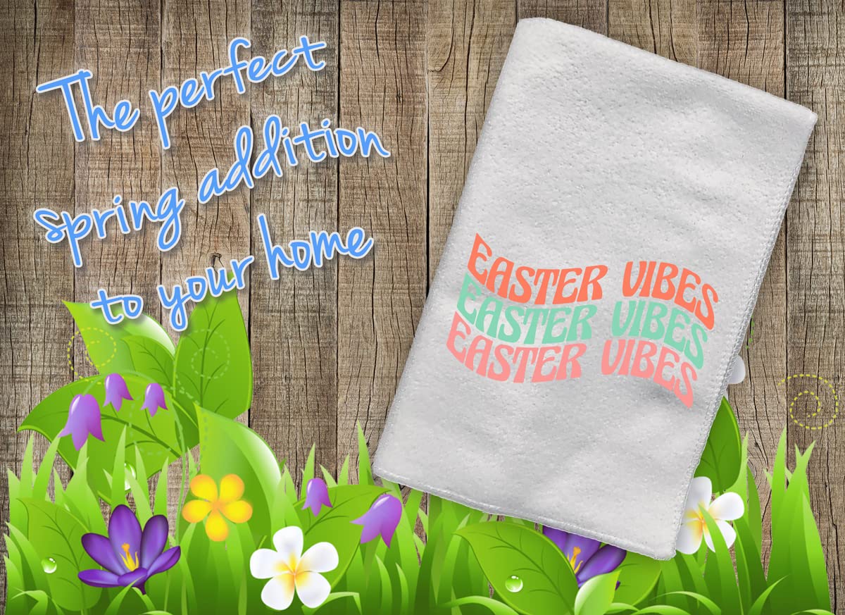 Christian Easter Floral Hand Towel - Orange Pink Green Spring Summer Kitchen & Bath Decor - Religious Home Gift for Housewarming, Holidays & Garden Themed Decorations