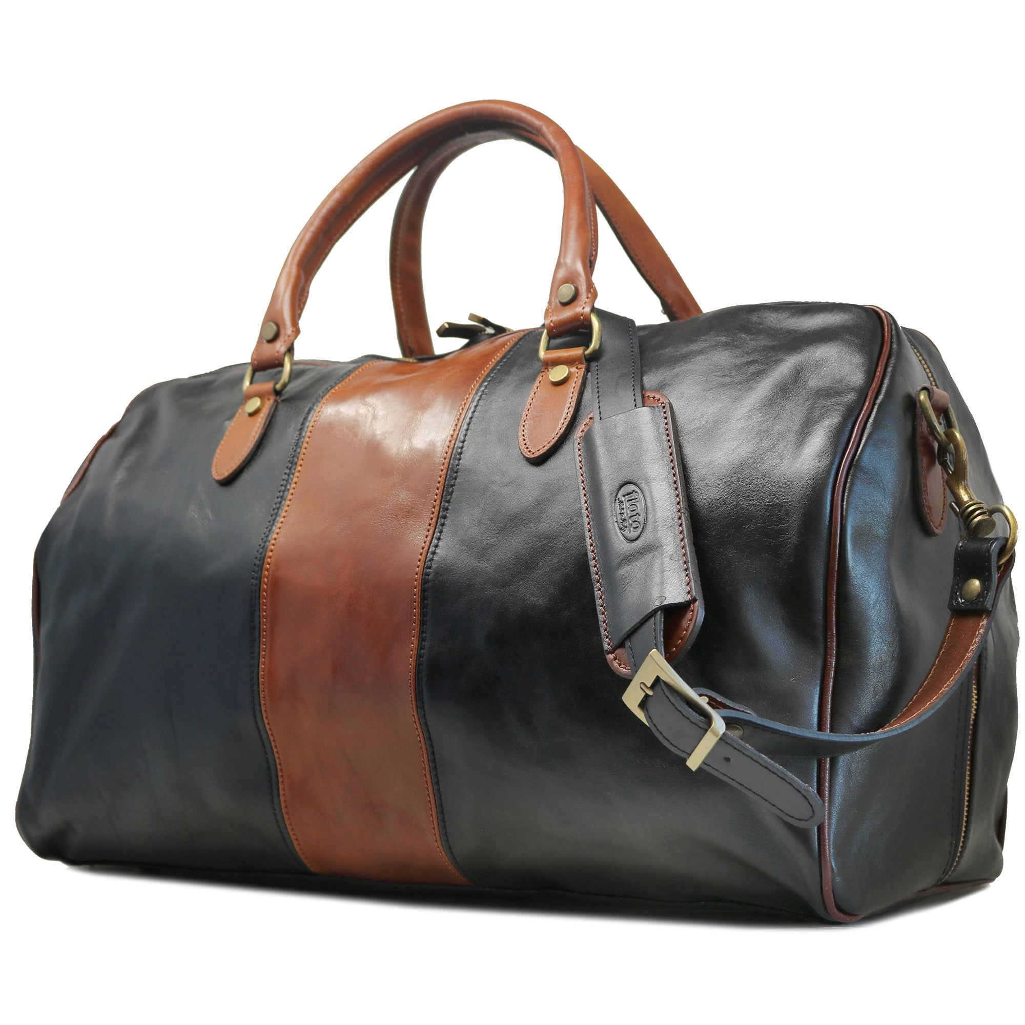 Premium Italian Leather Weekender Bag - Floto Luggage Venezia Duffle for Travel & Gym | Handcrafted Genuine Leather Carry-On Bag for Men & Women | Perfect for Business Trips, Weekend Getaways & Sports Gear