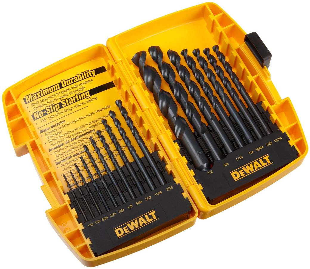 DeWalt Black Oxide Drill Bit Set - 17 Piece High-Speed Steel Drill Bits for Metal, Wood & Plastic | Perfect for DIY Projects, Home Repairs & Professional Construction Work