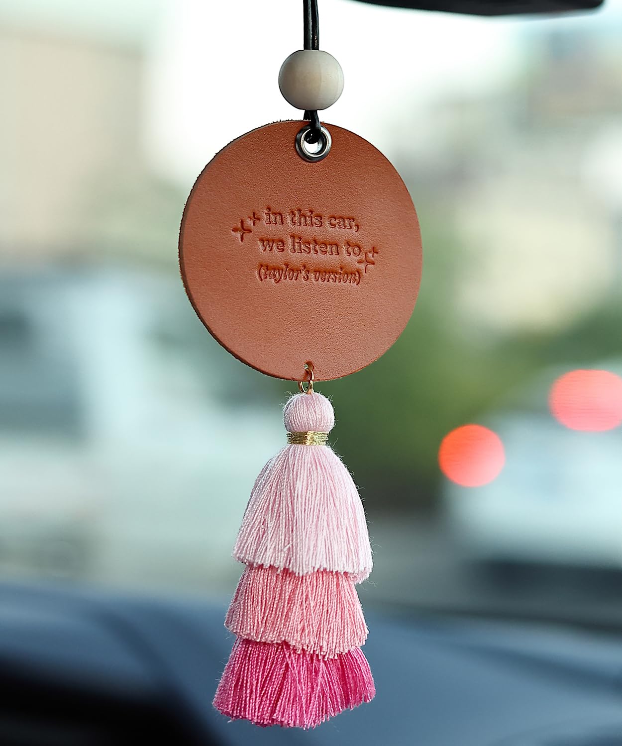 Car Hanging Ornament for Rearview Mirror - Pink Crystal Charm Decor | Fan Gift Merch | Perfect for Road Trips, Getaway Adventures & Daily Commutes