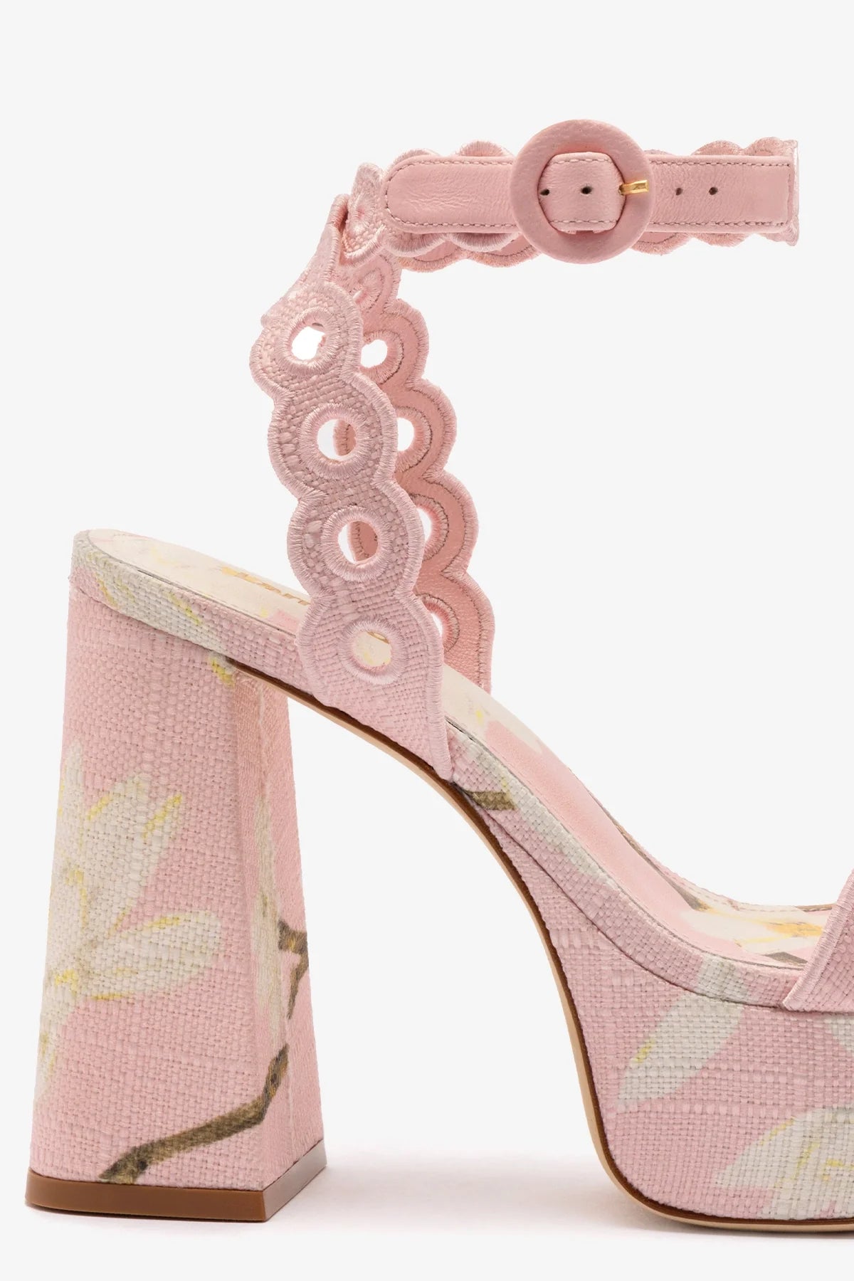 Dolly Broderie Sandal in Tulip Printed Raffia - Women's Floral Embroidered Summer Sandals for Beach, Vacation & Casual Outings