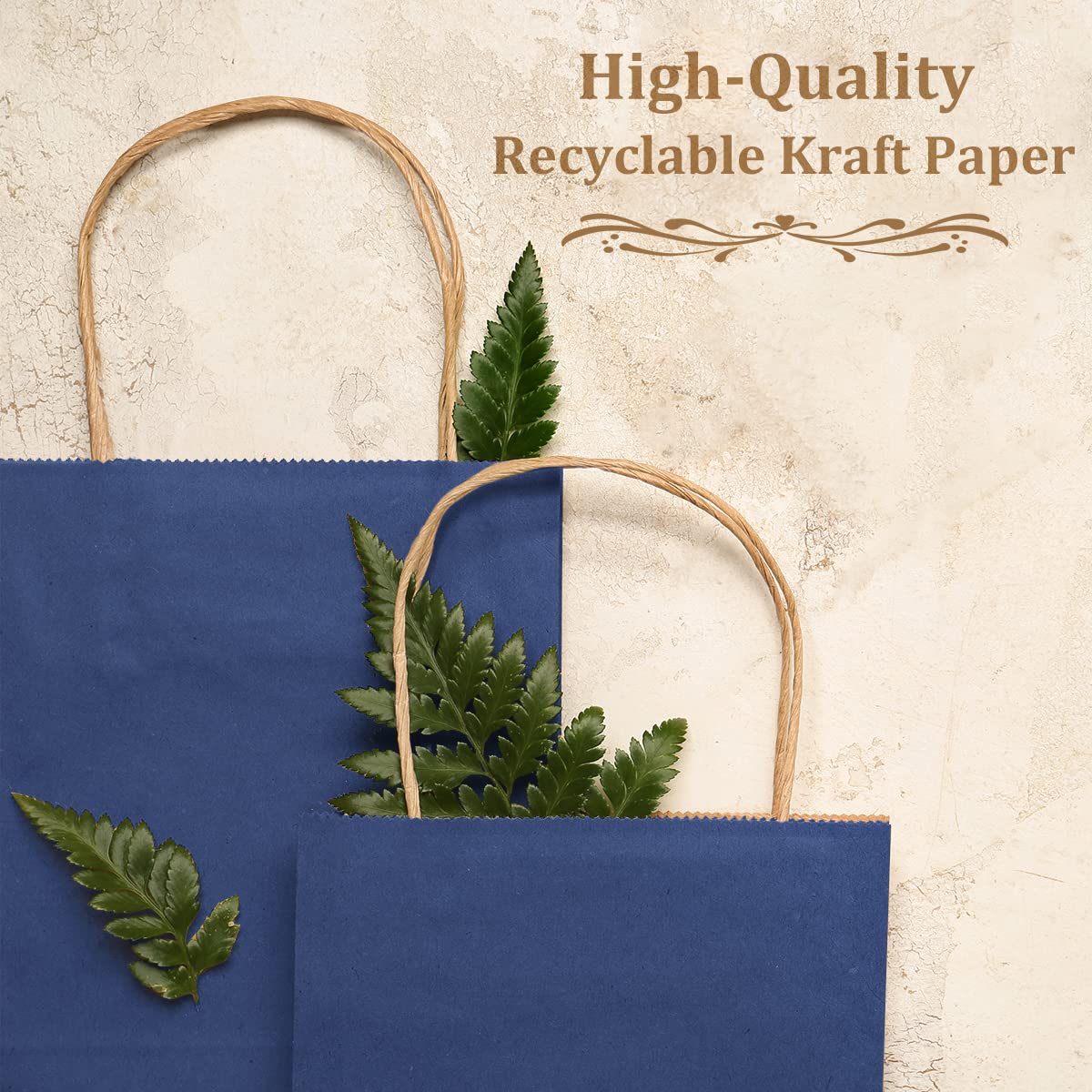Premium Kraft Paper Gift Bags with Handles - 8x4.25x10.5 Inch Eco-Friendly Party Favor Bags (50 Pack) - Perfect for Birthday Parties, Wedding Favors, Candy Treats & Boutique Shopping Bags