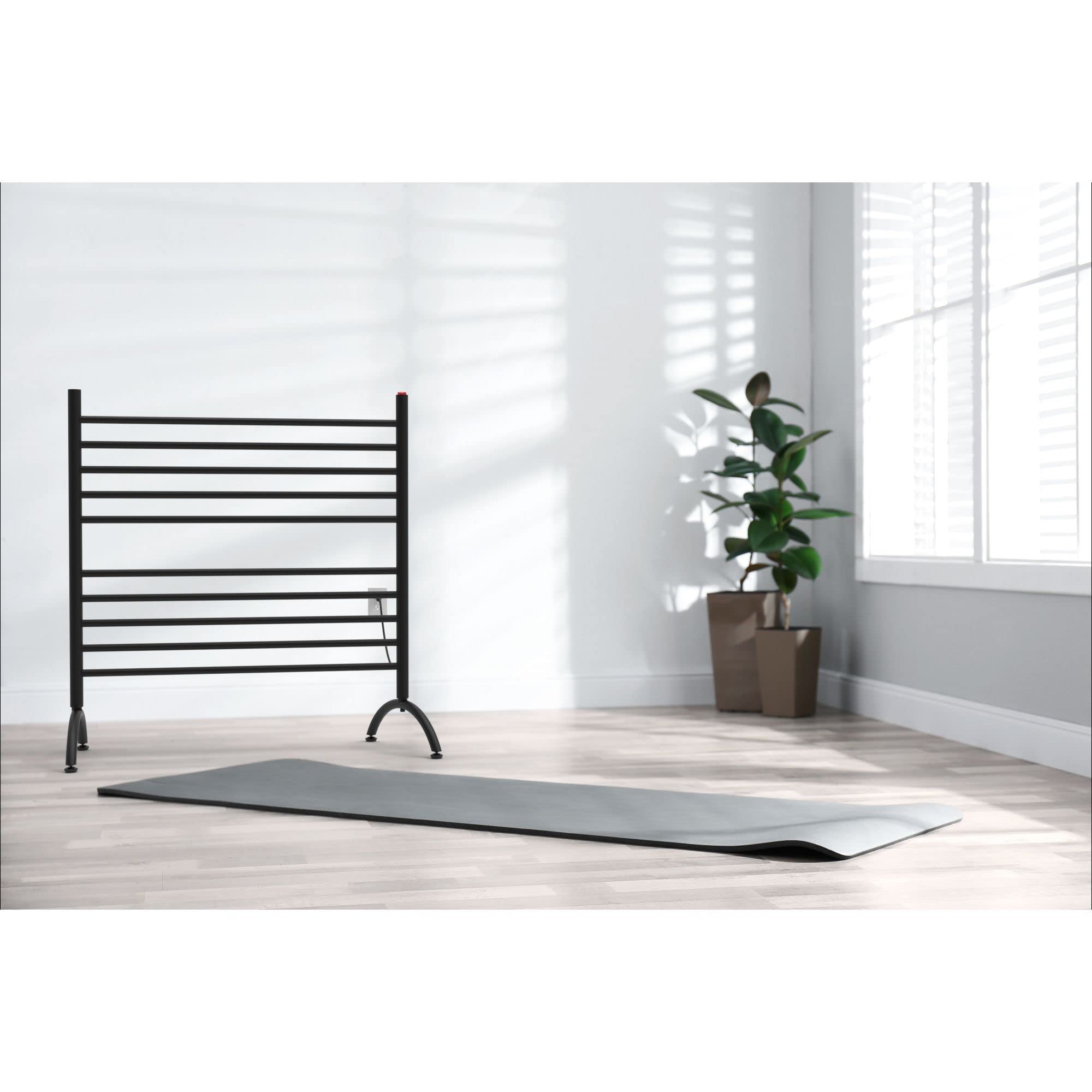 Amba SAFSMB-33 33-Inch Freestanding Towel Warmer - 10 Bar Heated Rack for Bathroom & Spa - Matte Black Finish | Perfect for Luxury Bathrooms, Hotels & Home Spa Relaxation