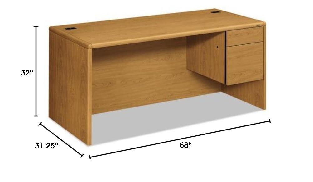 HON 10700 Series Right Pedestal Desk - Modern Office Desk with Storage Drawer & File Cabinet for Home Office, Workspace, and Study Room