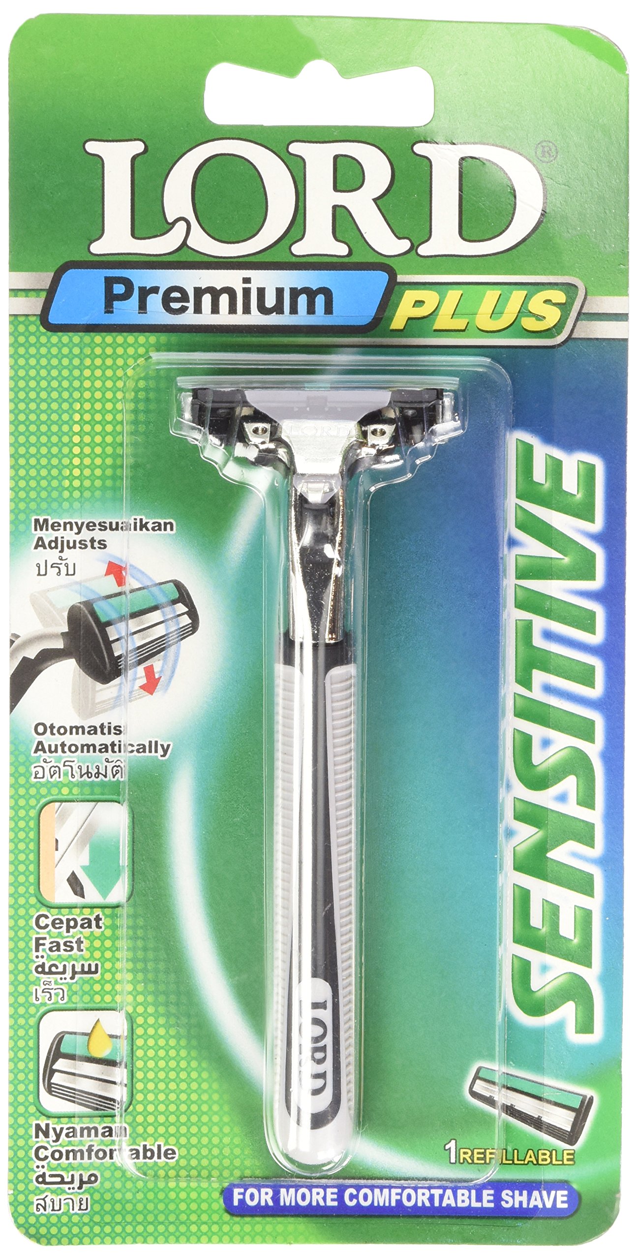 Premium Lord Twin Blade Razor with Pivoting Head - 1 Replacement Blade Included - Smooth Shaving for Men & Women - Perfect for Travel, Gym & Daily Grooming