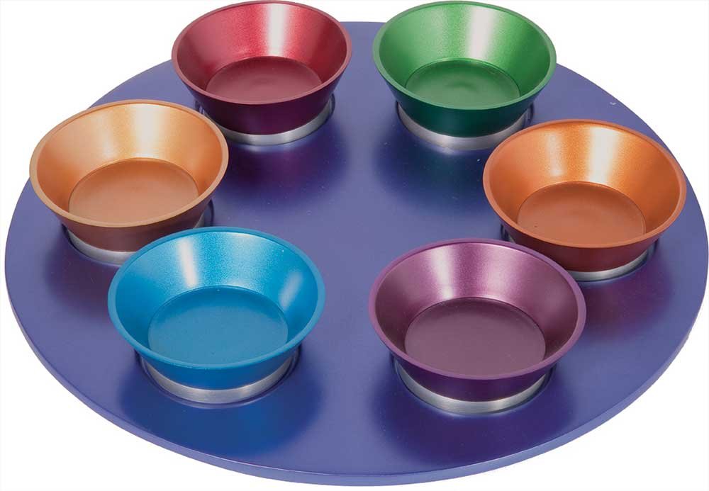 Elegant Brushed Metal Seder Plate by Emanuel - Multi-Color Passover Dinnerware for Jewish Holiday Celebrations & Family Gatherings