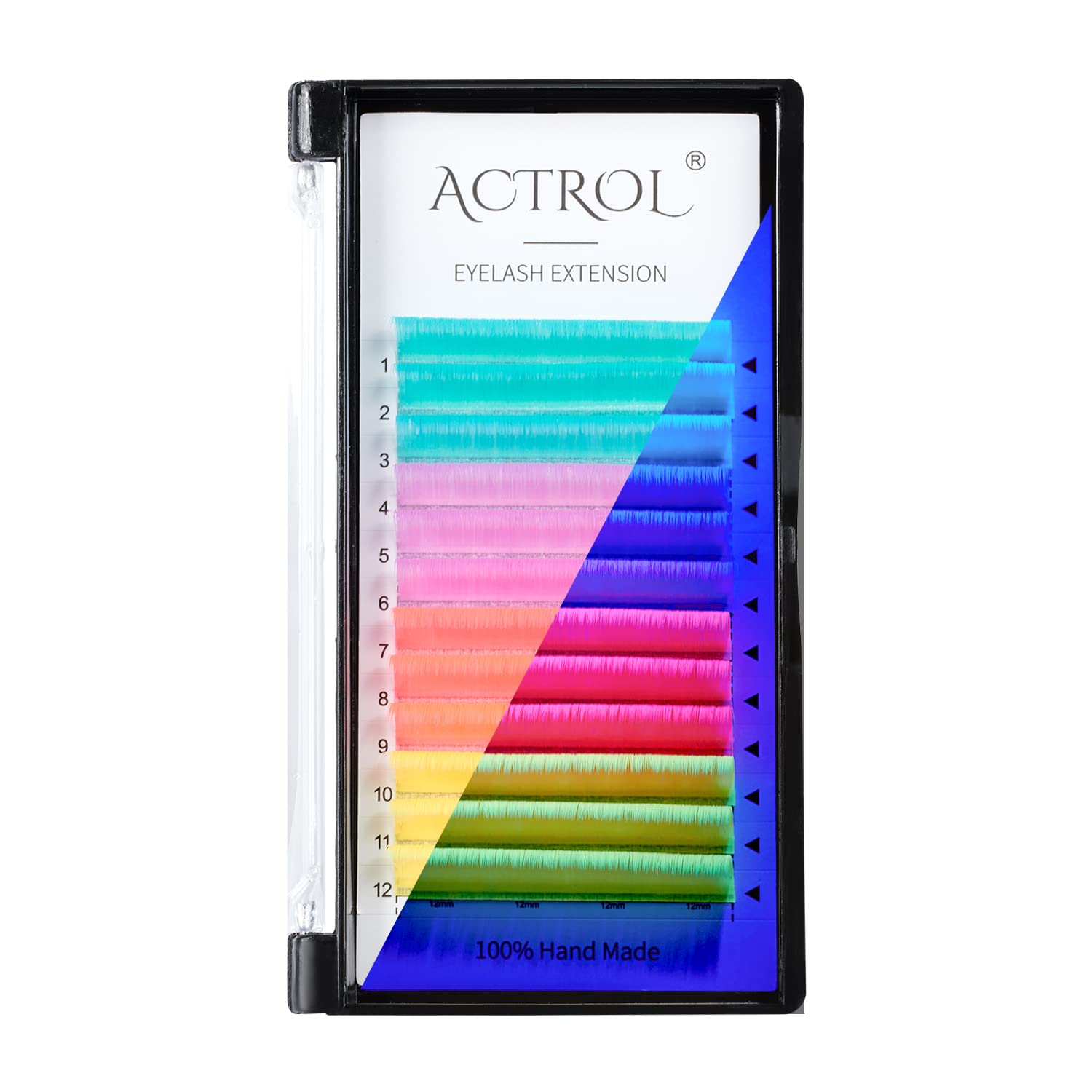 Vibrant Colored Neon UV Eyelash Extensions - 14mm 0.07D Curl Glow Under Blacklight | Blue, Yellow, Purple, Pink Multi-Color Mixed Set for Parties, Raves & Nightlife | Easy Fan Application for Stunning UV Effects
