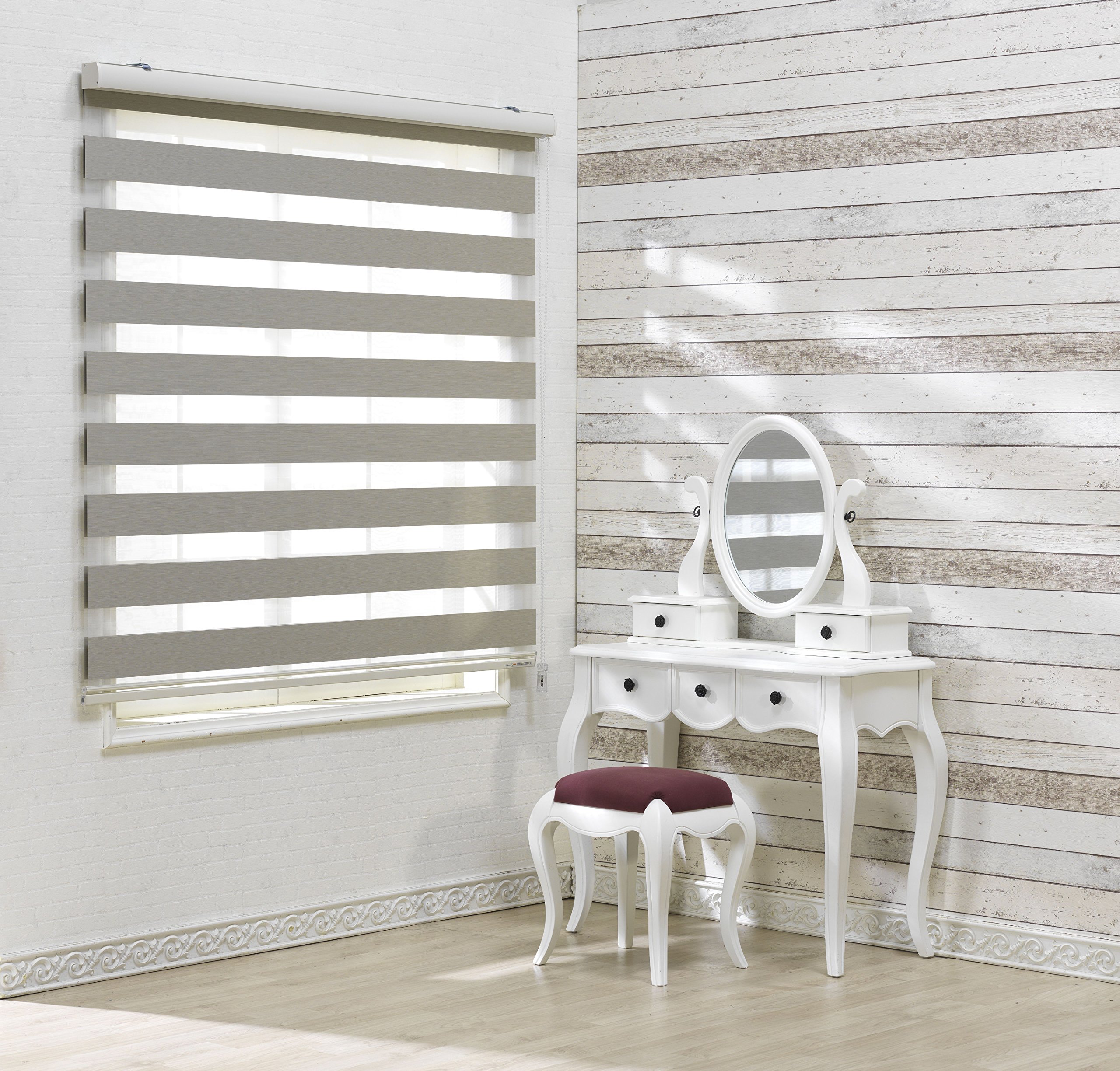 Custom Cut to Size Blackout Zebra Roller Blinds [Bonita, Beige, 39