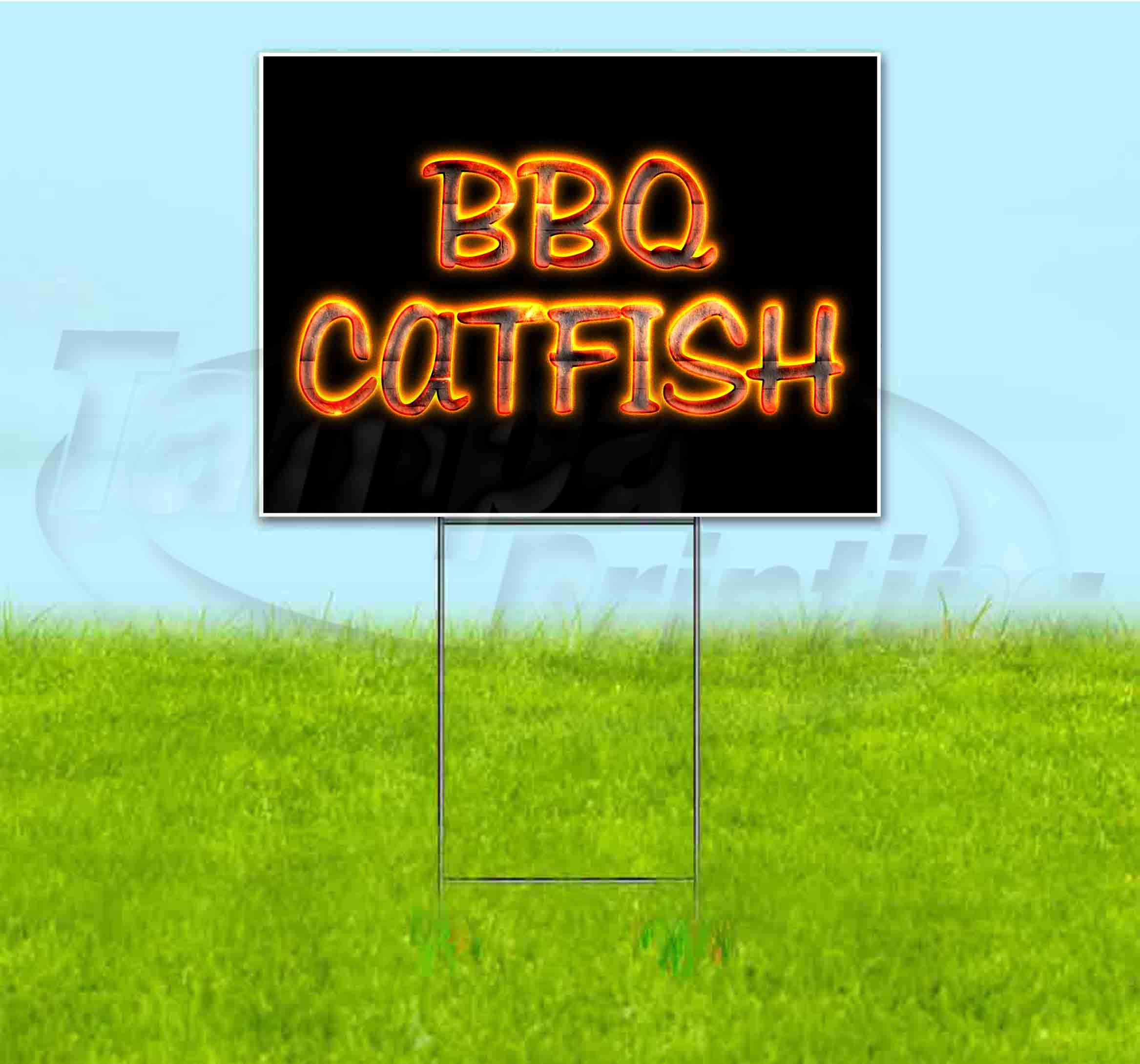 Outdoor BBQ Catfish Yard Sign (18