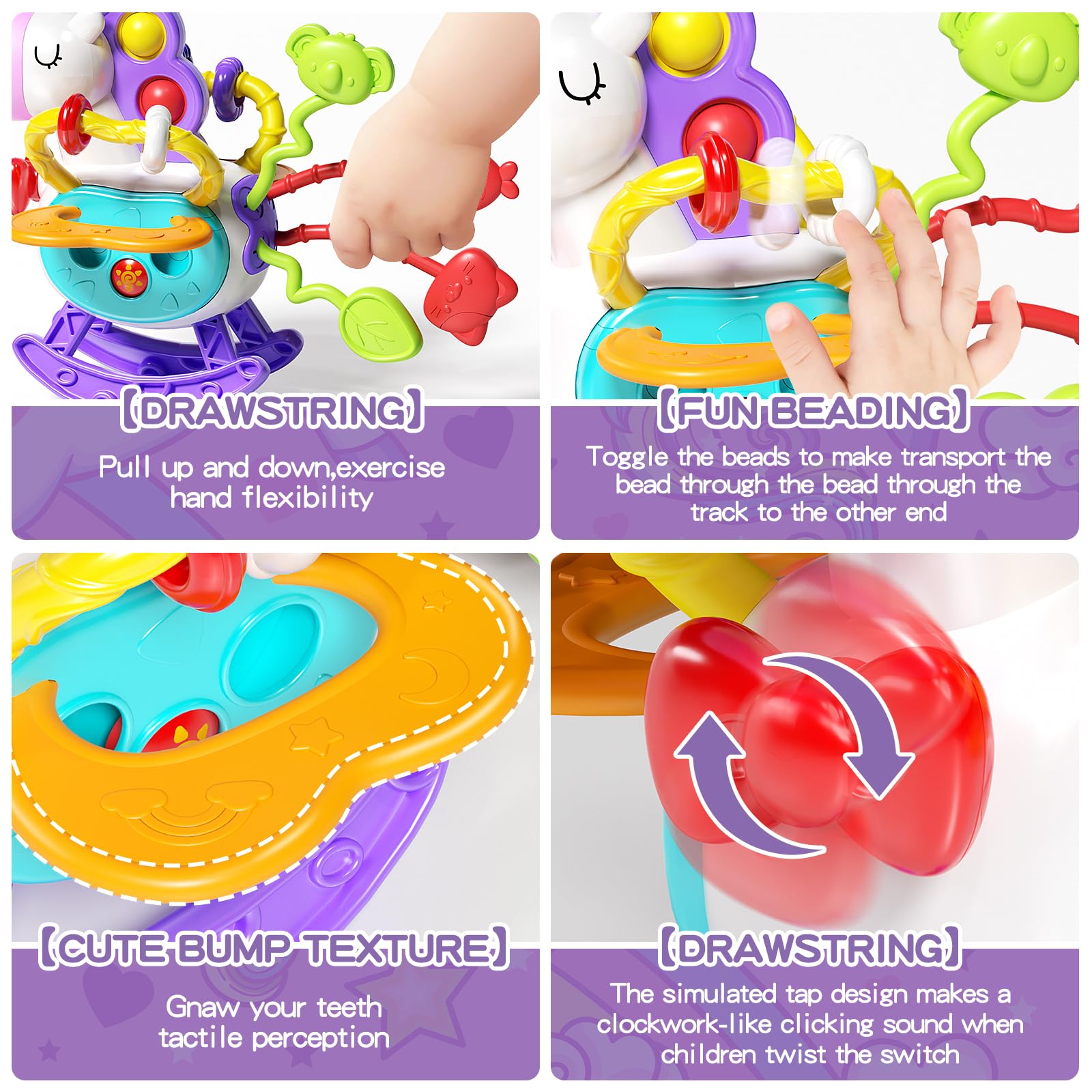 Montessori Baby Toys for 0-18 Months - Food Grade Silicone Pull String Activity & Teething Toy - Sensory Learning Toy for Toddlers 1-3 Years - Perfect Gift for Baby Shower, Infants Car Seat, High Chair & Travel - Ideal for Early Childhood Development & On-the-Go Playtime
