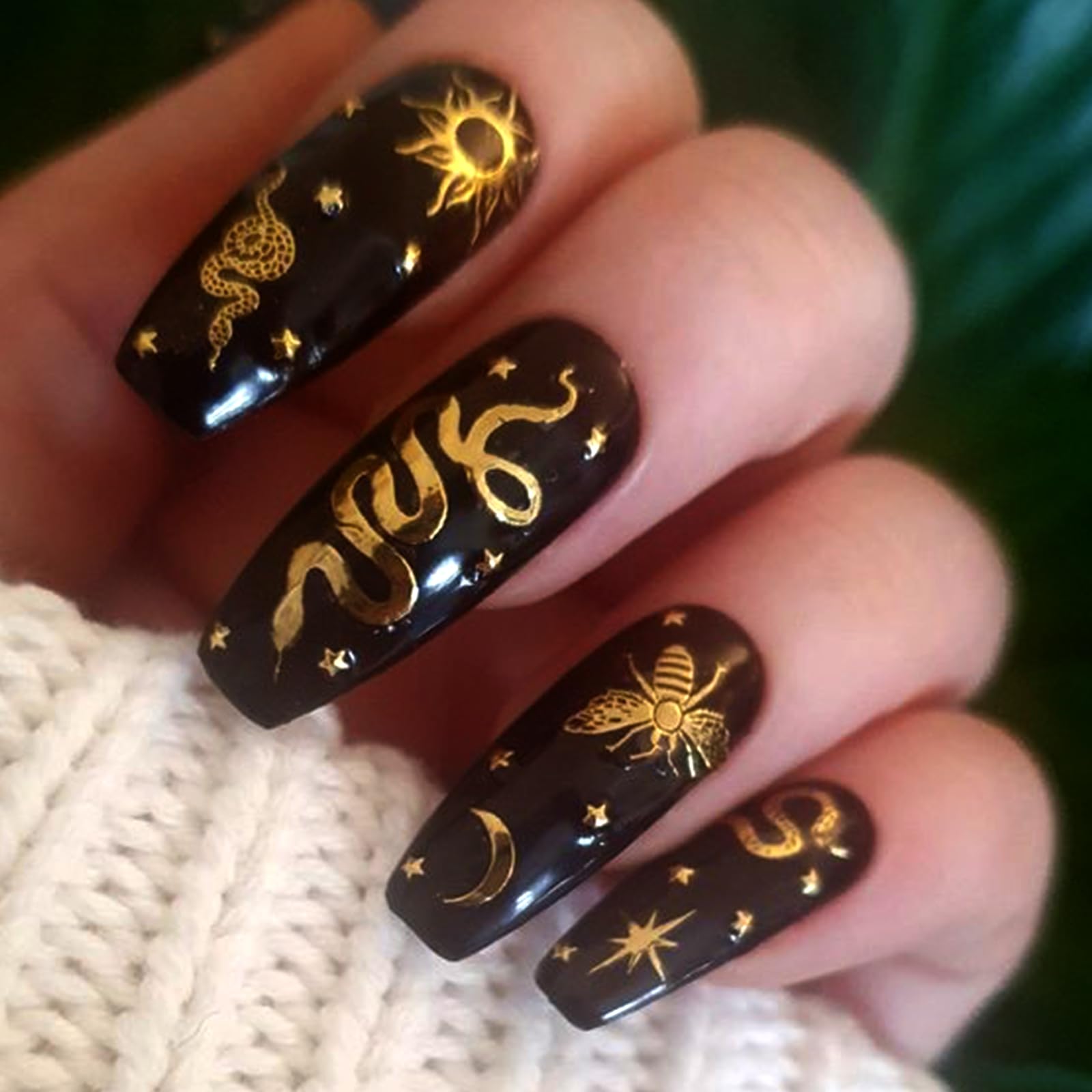 3D Gold Snake Nail Stickers - Luxury Holographic Designs for Women | Party & Wedding Nail Art