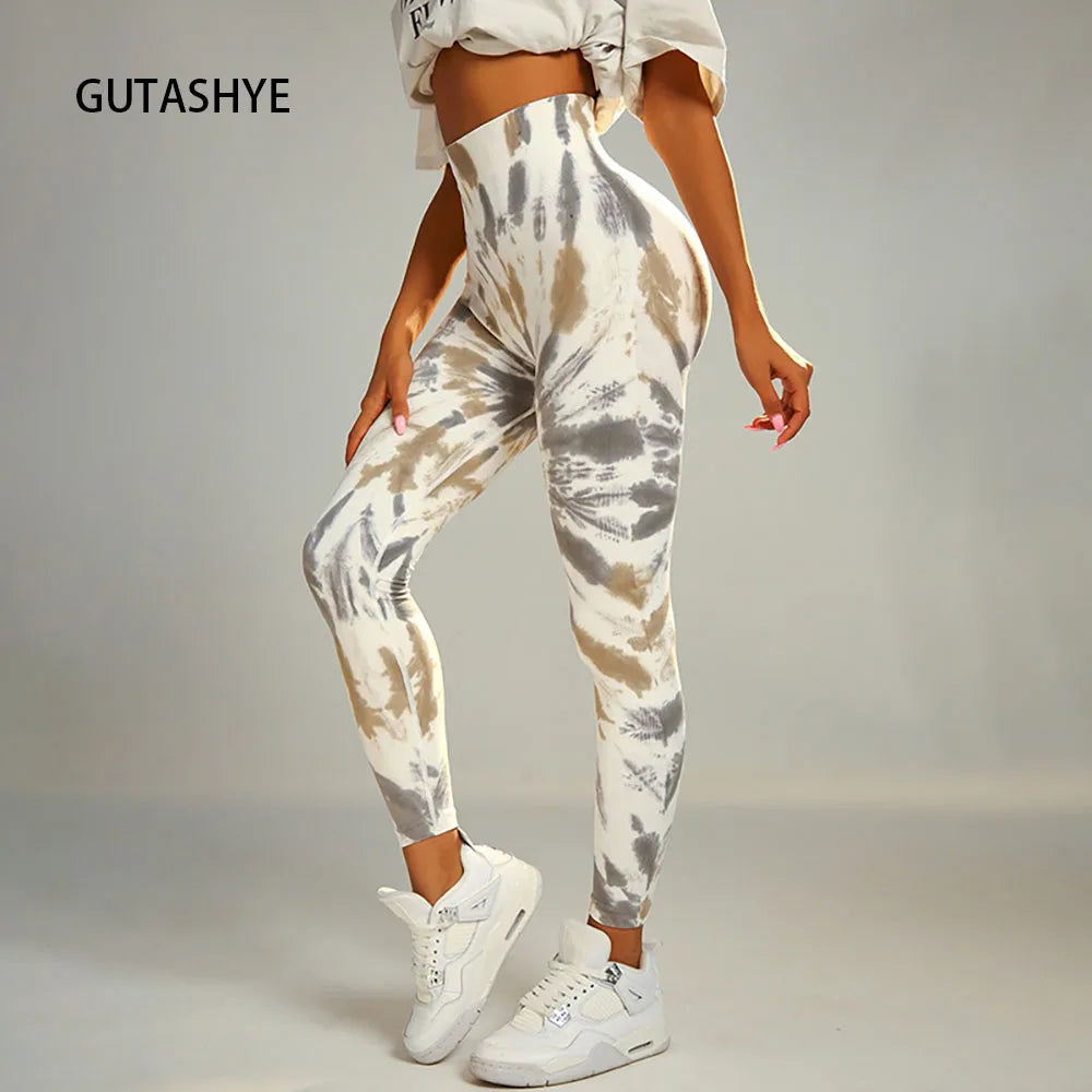 Tie Dye Yoga Pants for Women - High Waist Seamless Gym Leggings with Push Up Effect, Workout Tights for Fitness & Running | Perfect for Yoga, Gym, Pilates & Casual Wear