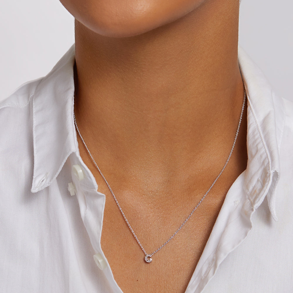 Diamond Letter G Necklace in Sterling Silver - Elegant Initial Jewelry for Women, Perfect Gift for Birthday, Anniversary & Valentine's Day