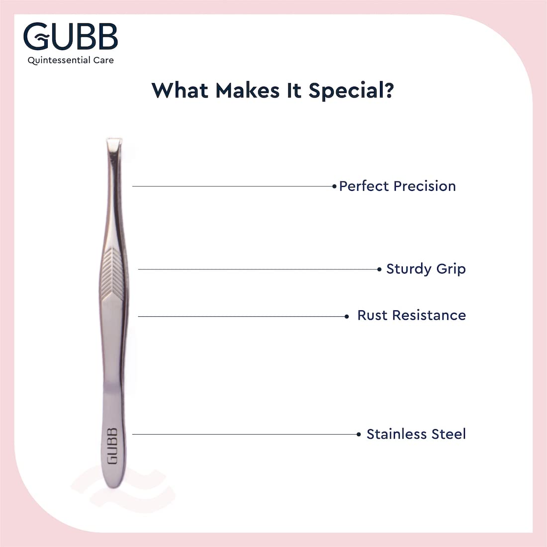 GUBB Stainless Steel Flat Tip Tweezers for Eyebrows & Upper Lip Hair Removal - Precision Hair Plucker Set of 2 - Perfect for Grooming, Makeup Application & Travel Essentials