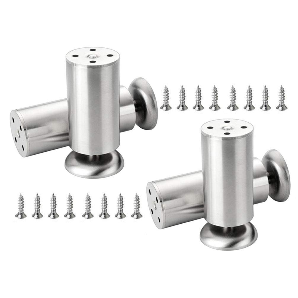 Adjustable Metal Sofa Legs - 4 Pack Conical Furniture Legs for TV Stand, Cabinet, Bed - 100mm/4 Inch Height - Gold/Silver Finish - Perfect for Home Office & Living Room Furniture Support