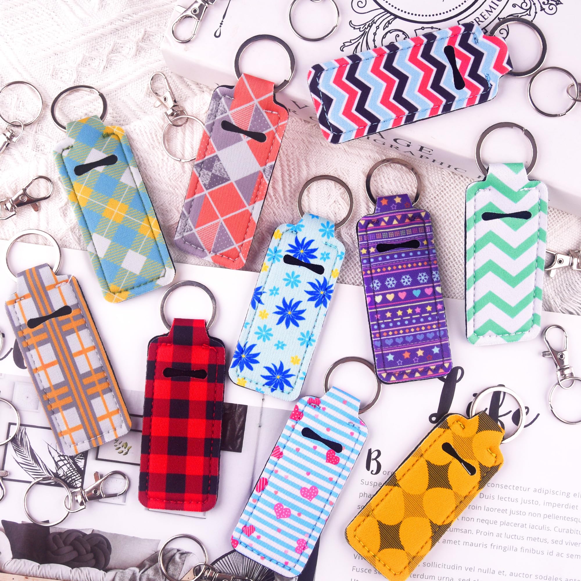Duufin 20-Piece Chapstick Keychain Holder - Lip Balm & Lipstick Organizer with Metal Clip Cords for Purse, Backpack, Gym Bag - Perfect for Travel, Work & Daily Essentials Organization