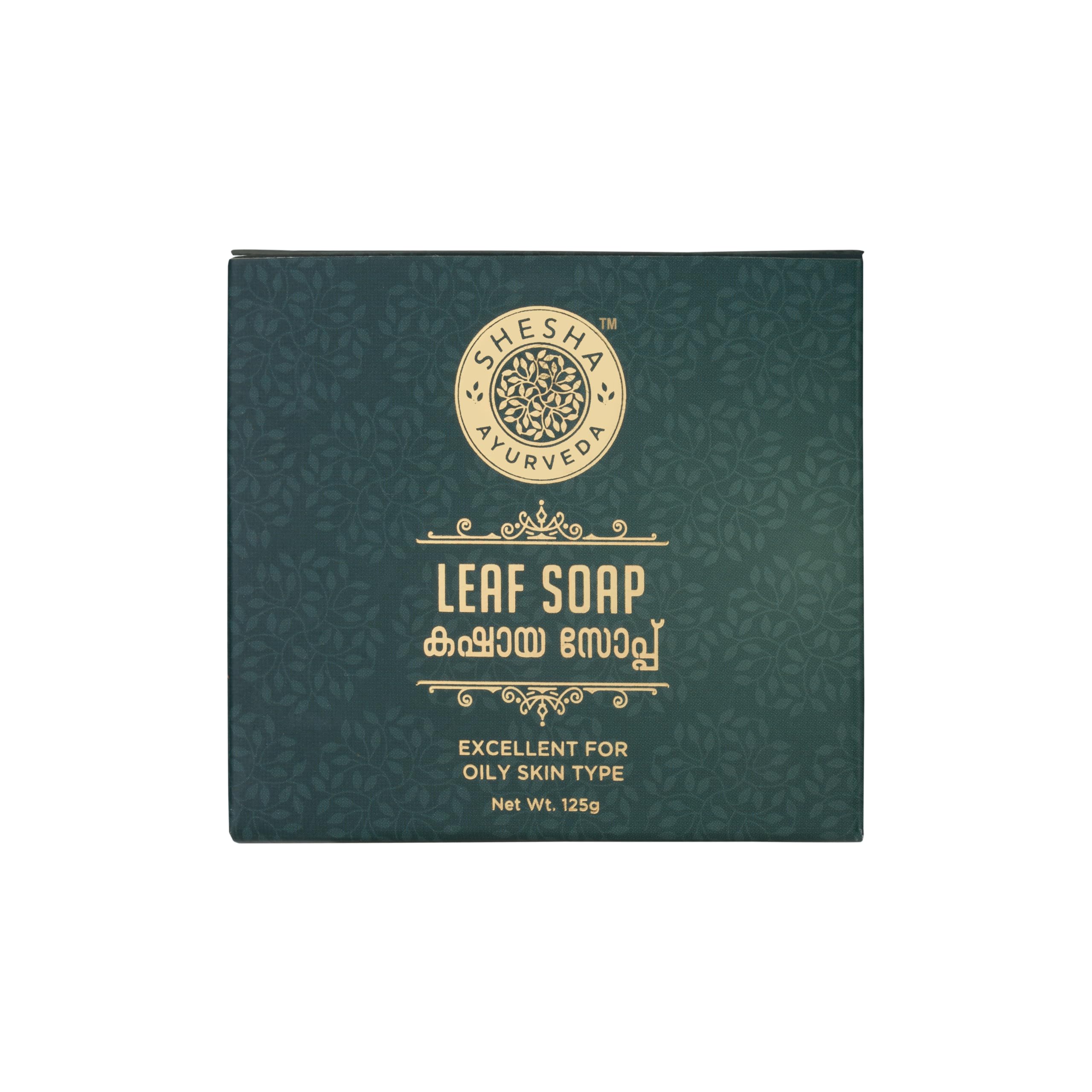 SHESHA NATURALS Ayurvedic Leaf Soap - 100% Natural Kashaya Based Skin Rejuvenating & Brightening Soap (125g) for Oily Skin - Deep Cleansing & Glow Boosting Face & Body Wash for Daily Skincare Routine