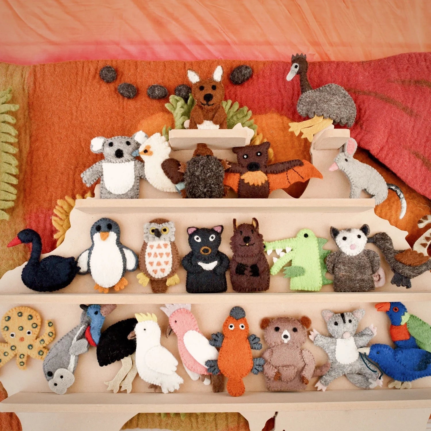 Bulk Felt Finger Puppet Set - 25 Piece Australian Animal Collection for Kids | Perfect for Storytelling, Classroom Activities & Pretend Play