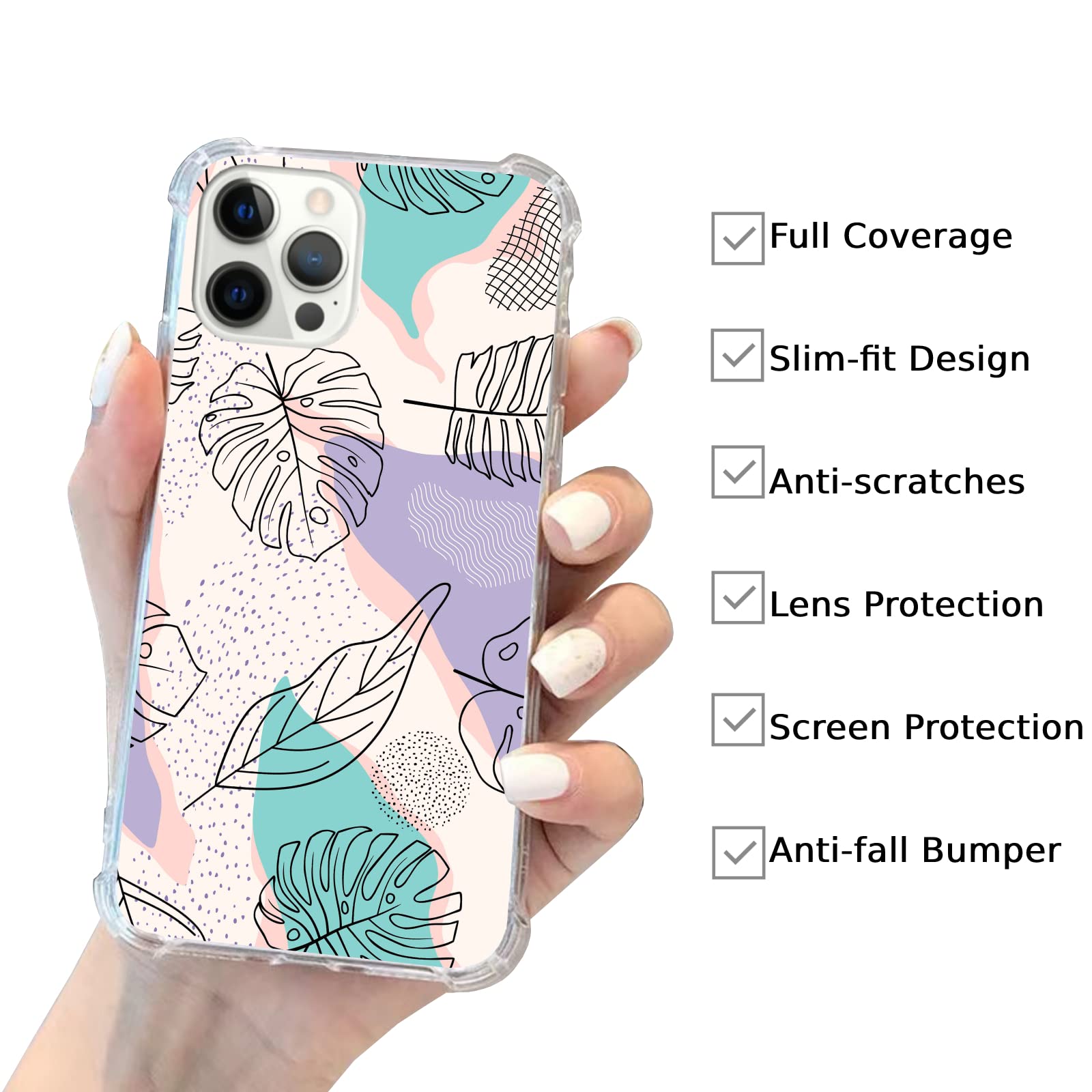 Abstract Floral Leaves iPhone 11 Pro Max Case - Minimalist Botanical Art TPU Bumper Cover | Durable Protection & Stylish Design for Women, Girls - Perfect for Daily Use, Work, Travel & Gift Giving