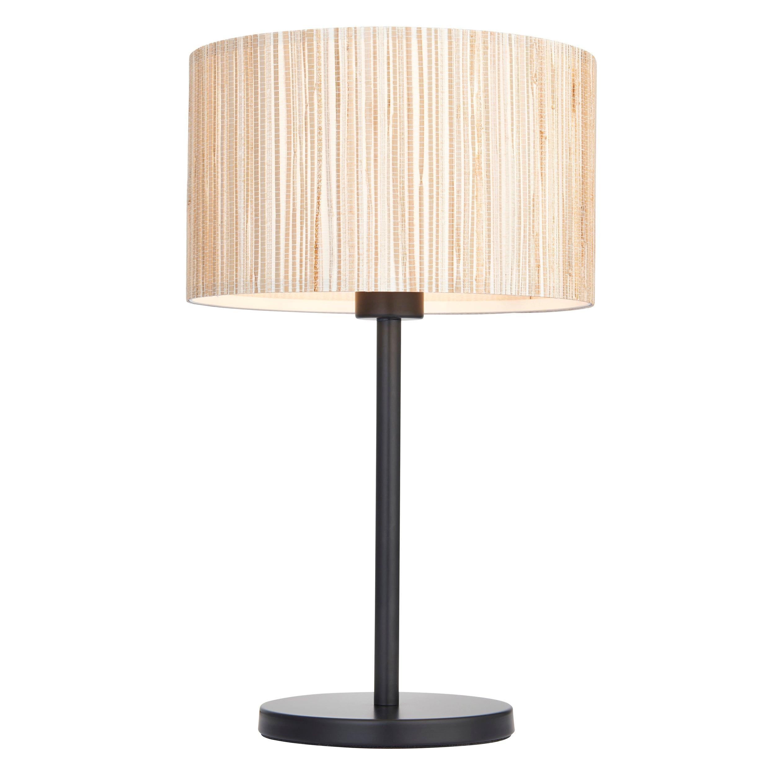 Longshore 1-Light Black Table Lamp with Natural Seagrass Shade - Modern Coastal Bedside Lighting for Bedroom, Living Room & Office
