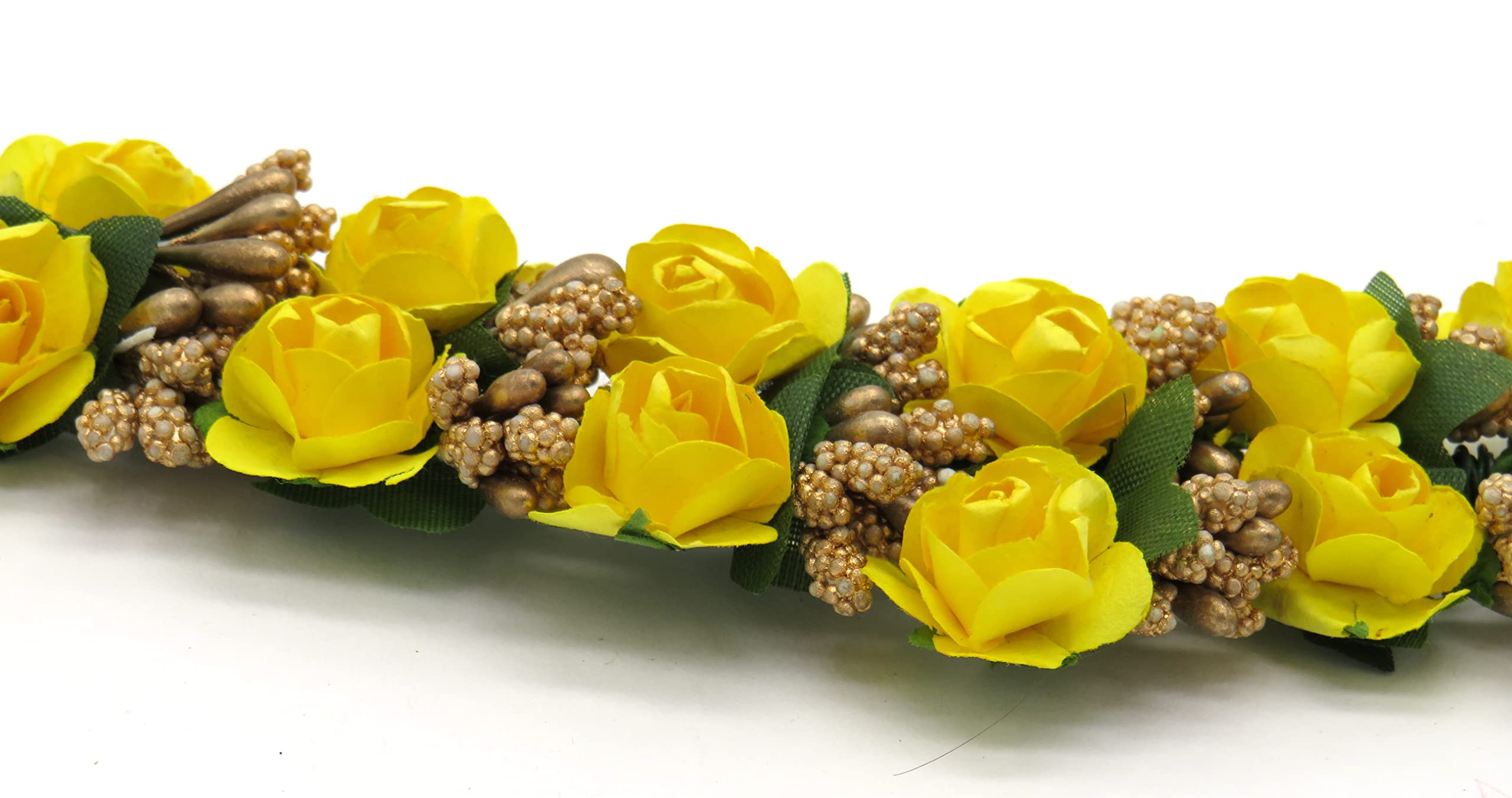 Clouds Store Artificial Hair Gajra - Yellow Wedding Hair Flower Veni Accessory (Pack of 1) for Bridal Hairstyles, Indian Ceremonies & Special Occasions