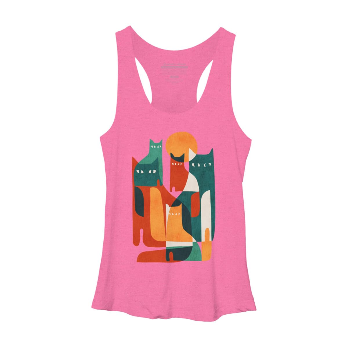 Design By Humans Women's Cat Print Racerback Tank Top - Soft & Comfortable Summer Casual Wear for Women - Perfect for Beach, Gym, and Everyday Outfits
