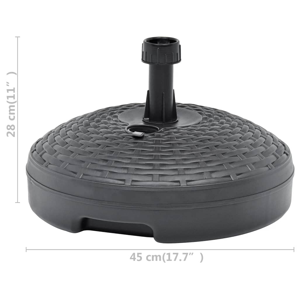 Heavy Duty 5.3 Gallon Sand/Water Filled Umbrella Base - Anthracite Plastic Rattan Design for Patio, Deck & Outdoor Stability