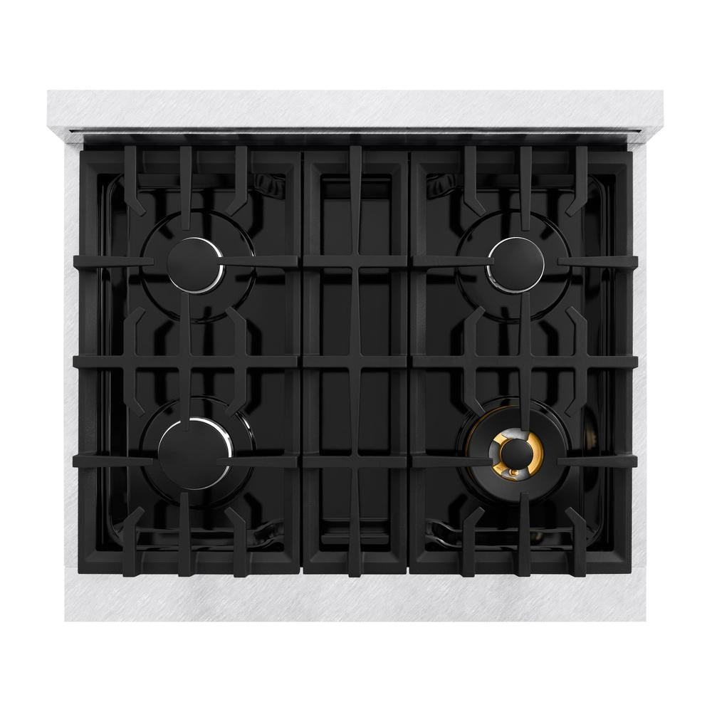 ZLINE 30 Inch 4.2 Cu Ft Classic Gas Range with 4 Burner Cooktop & Convection Gas Oven - Satin Stainless Steel with Black Matte Door (CGRS BLM 30) | Professional Kitchen Appliance for Home Chefs & Cooking Enthusiasts