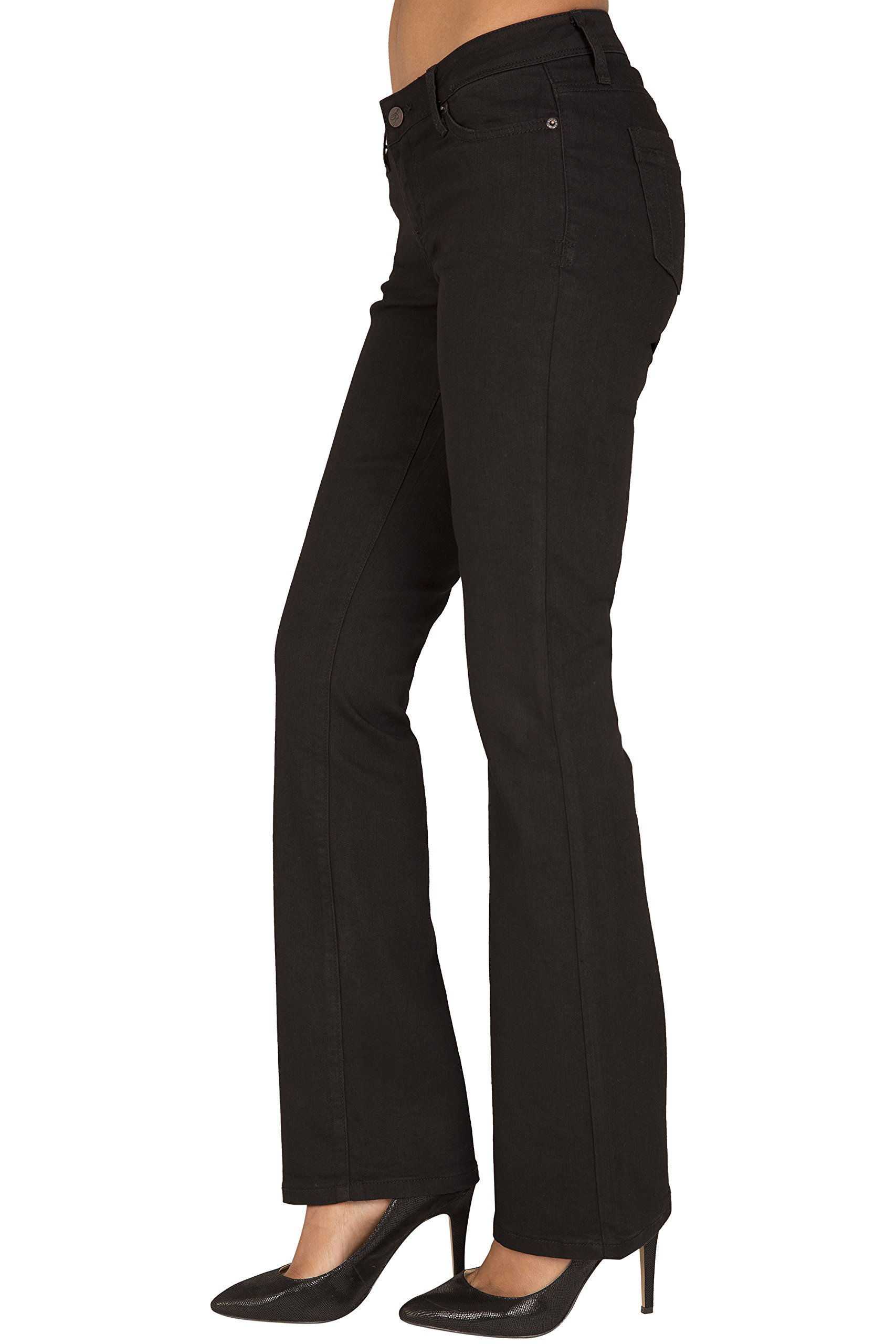 Poetic Justice Women's Curvy Fit Black Stretch Denim Bootcut Jeans - Slim Fit, Comfortable & Flattering for Everyday Wear | Perfect for Work, Casual Outings & Date Nights