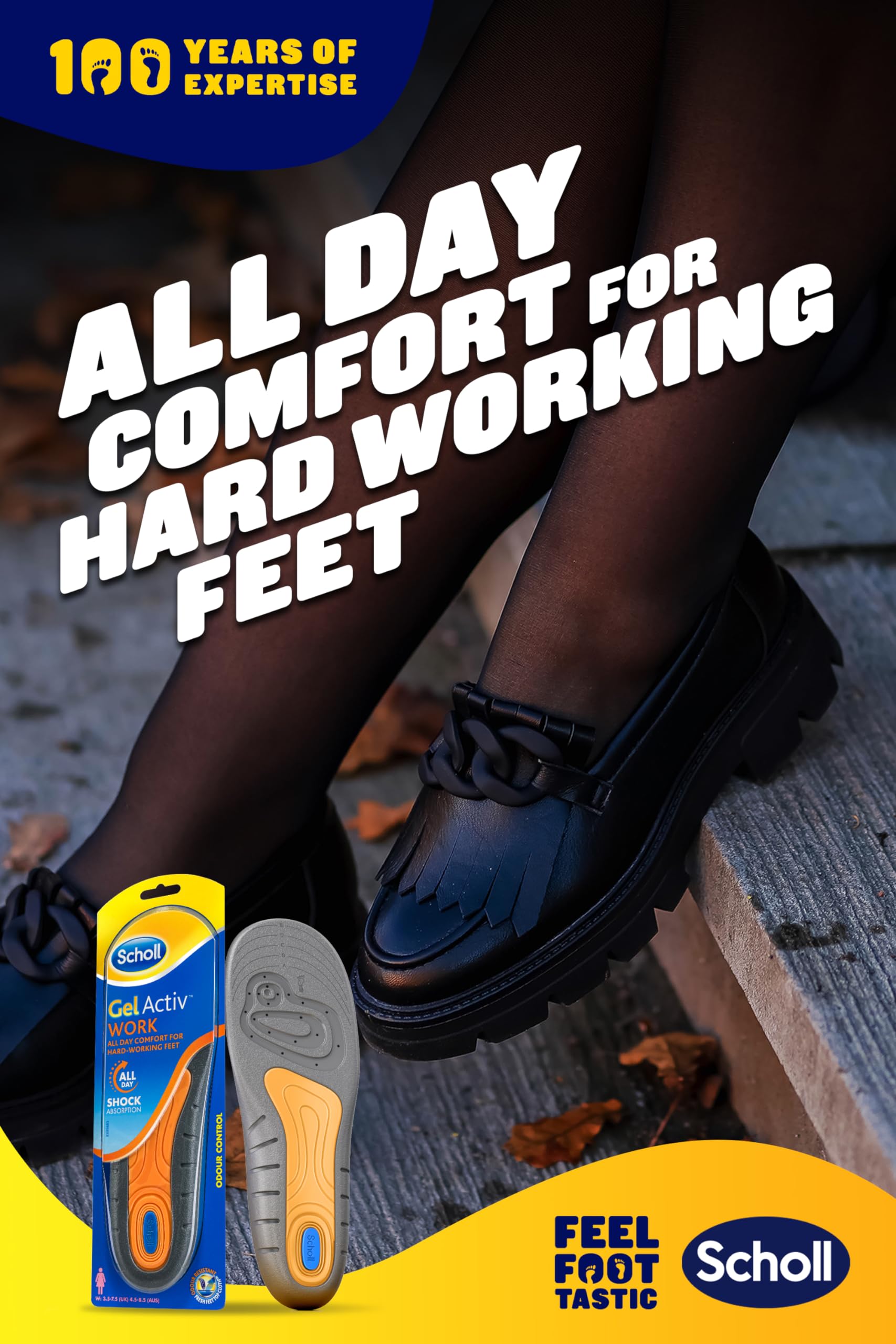 Scholl Women's Gel Activ Work Insoles for Comfort & Support - UK Size 3.5-7.5 - Perfect for Nurses, Teachers & Standing All Day