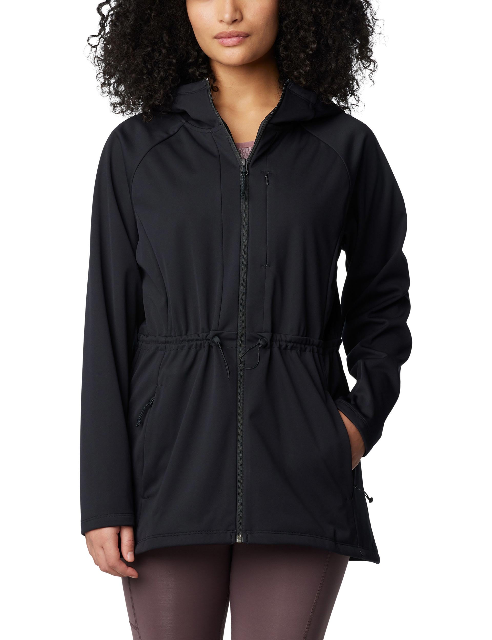 Flora Park II Mid Softshell Jacket for Men & Women - Lightweight Waterproof Windbreaker for Hiking, Running & Outdoor Activities - Black