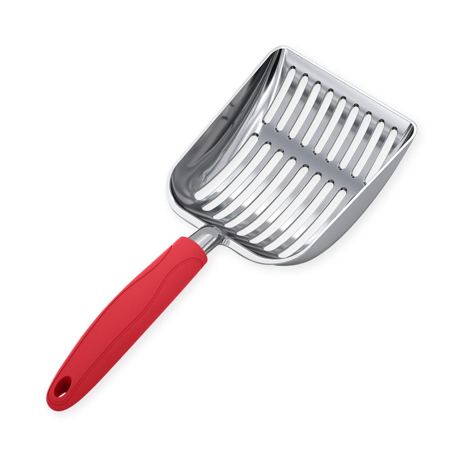 WePet Aluminum Alloy Cat Litter Scoop - Durable Metal Litter Box Scooper with Long Handle & Deep Shovel for Easy Poop Sifting - Heavy Duty Kitty Waste Lifter for Multi-Cat Households & Large Litter Boxes