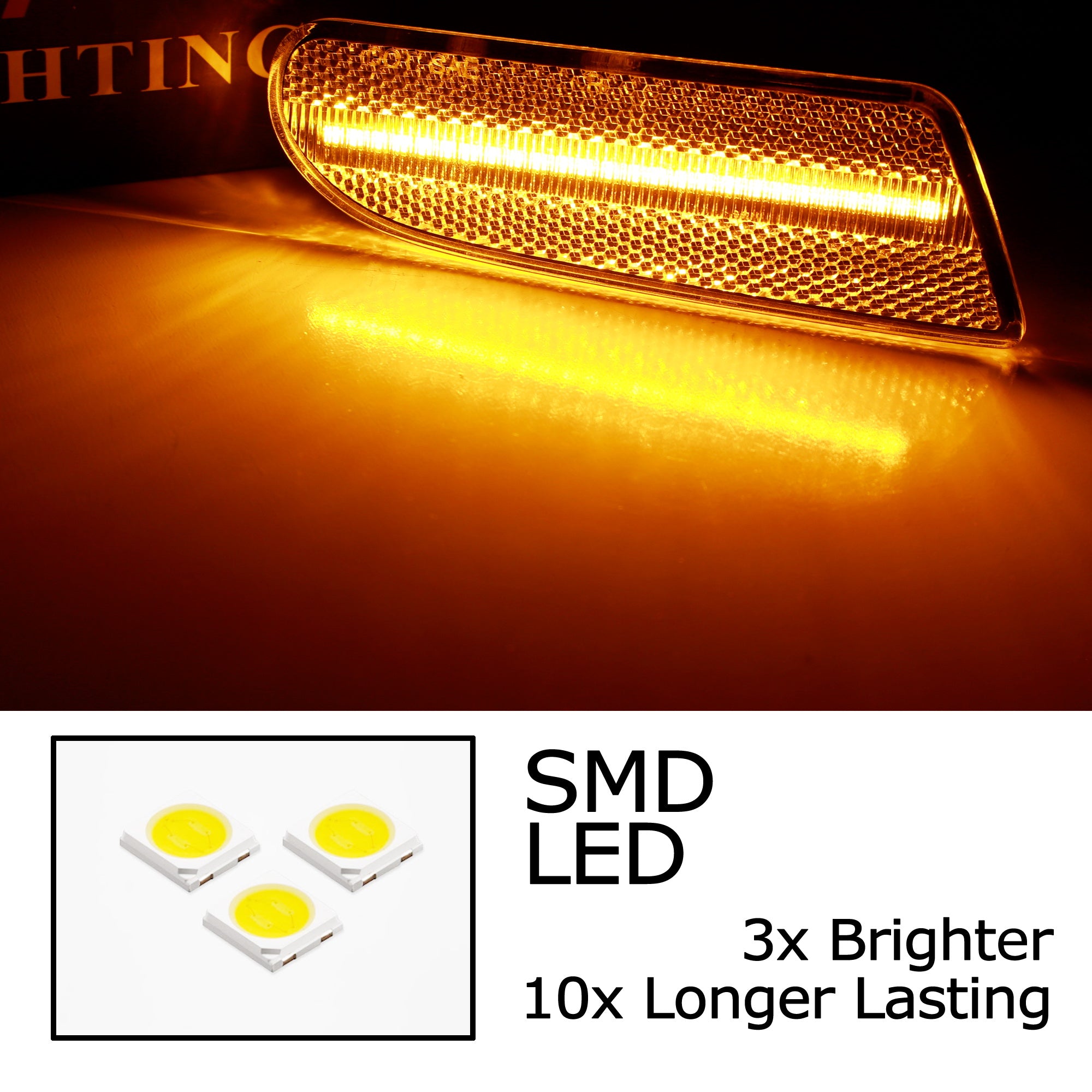 Amber LED Side Marker Lights for 2000-2006 Mercedes W220 S-Class - Clear Lens, Easy Installation - Perfect for Night Driving & Car Customization