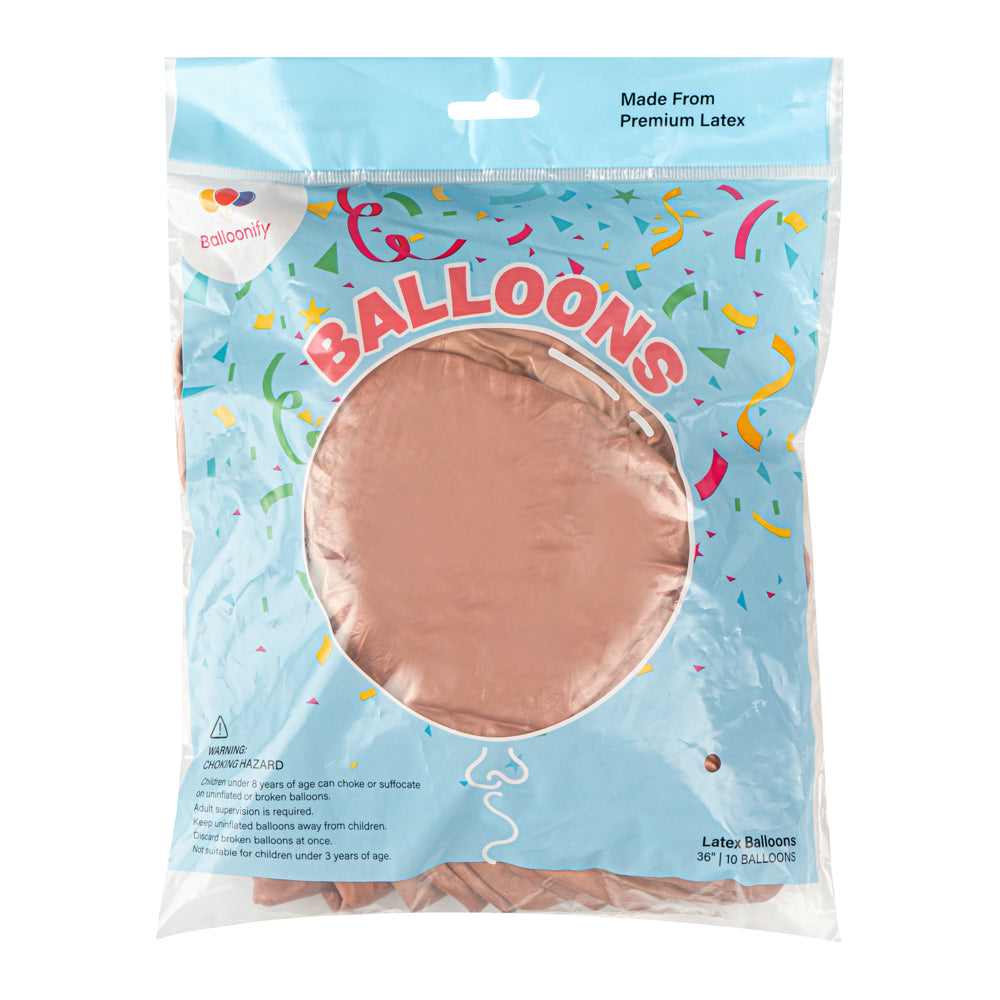 Balloonify Metallic Rose Gold Latex Balloons - 36 Inch (10 Count) for Birthday Parties, Weddings & Special Events