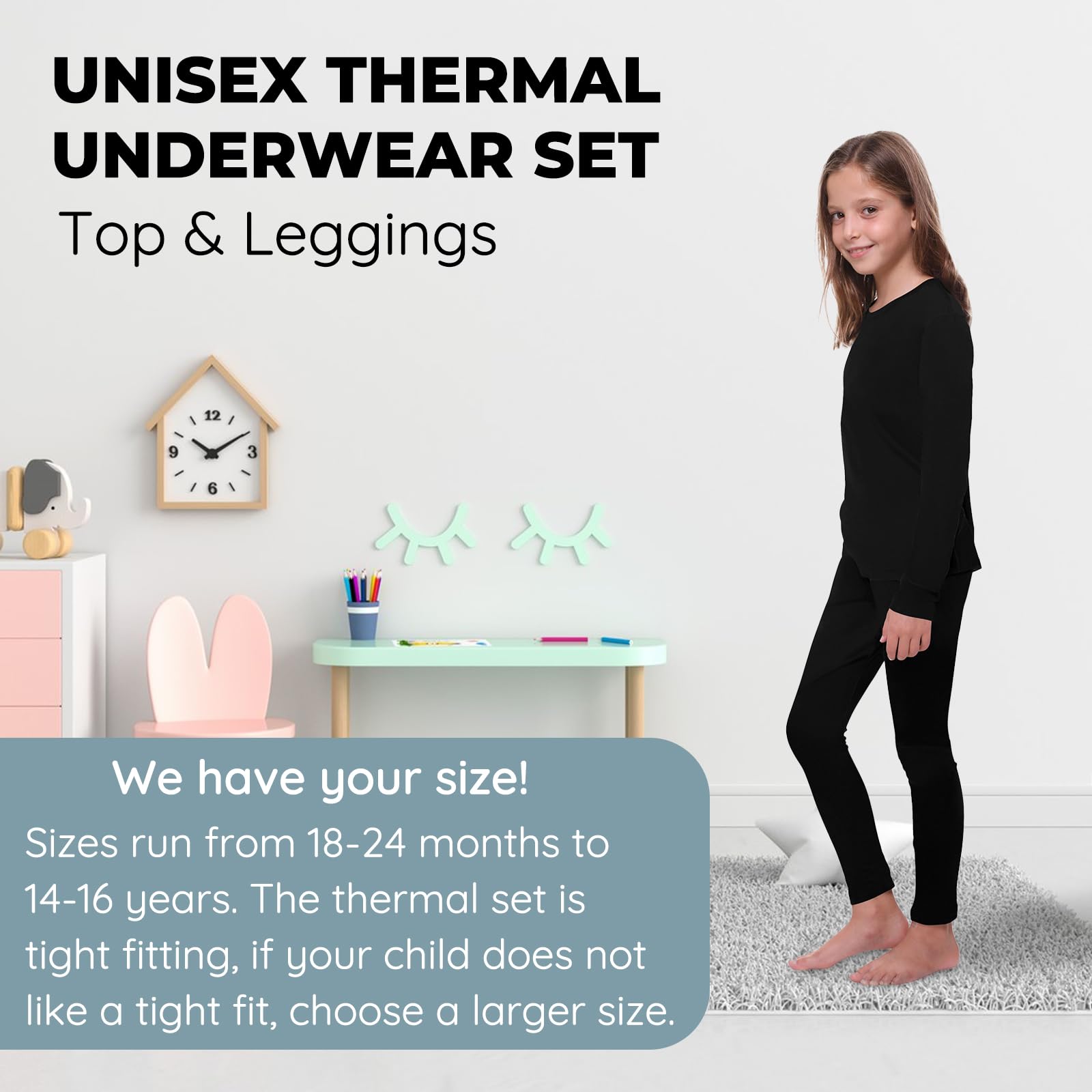 Ultra Dry Thermal Underwear for Kids - Fleece Lined Long Johns & Shirt Set - Boys & Girls Unisex Base Layer - Perfect for Winter Sports, Skiing & Outdoor Activities
