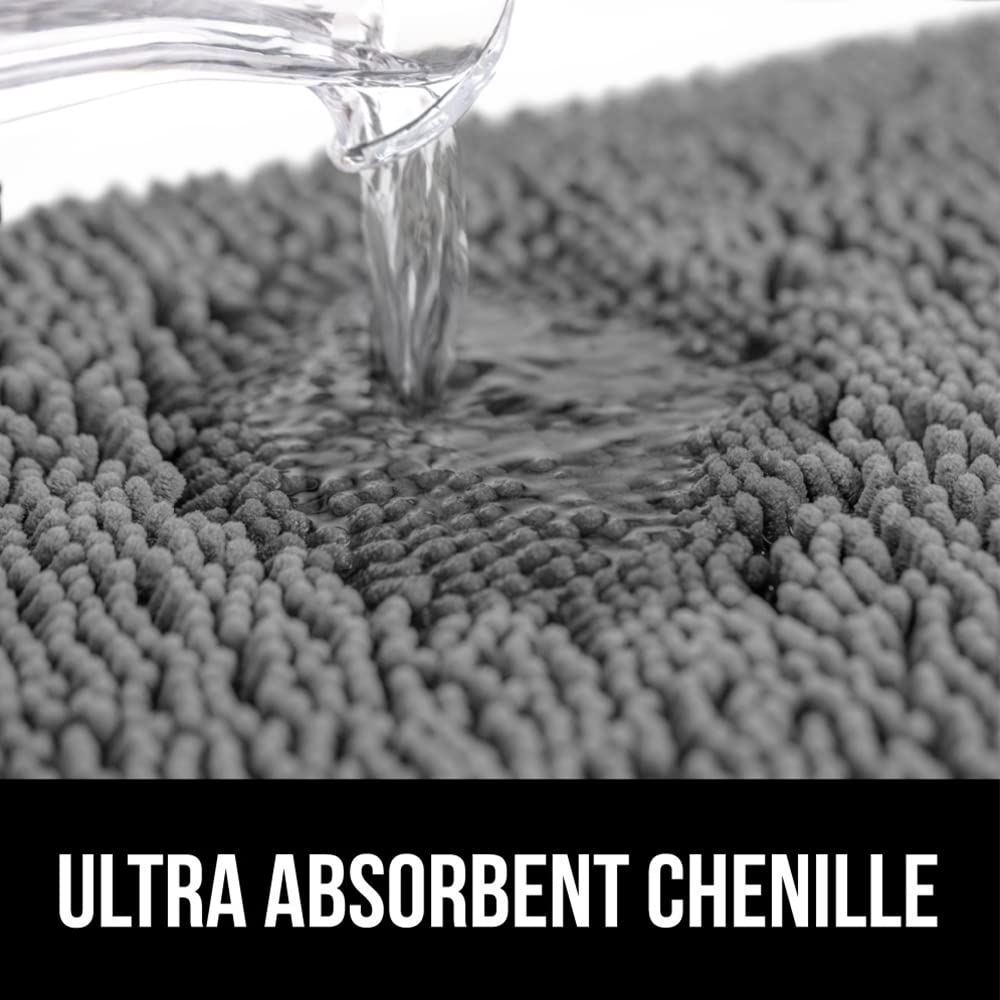 Premium Gorilla Grip Bath Rug & U-Shape Toilet Mat Set - Non-Slip, Super Absorbent, Quick Dry - Gray 30x20