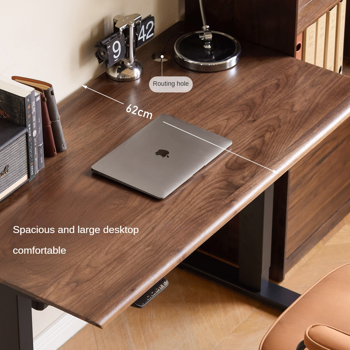 Premium Black Walnut Solid Wood Electric Standing Desk - Adjustable Height Home Office Desk for Work & Study | Ergonomic Workspace Solution for Professionals & Gamers