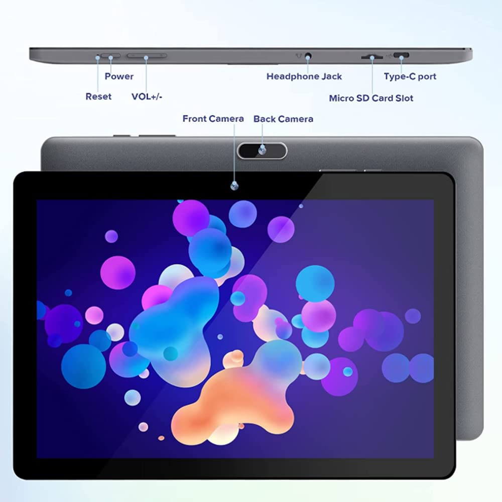 10.1 Inch Android Tablet with Windows OS | Slim Design 8GB RAM 128GB Storage | 2MP+8MP Dual Camera, IPS HD Display | WiFi, Quad-Core Processor, Stereo Sound, Bluetooth | Perfect for Work, Study & Entertainment