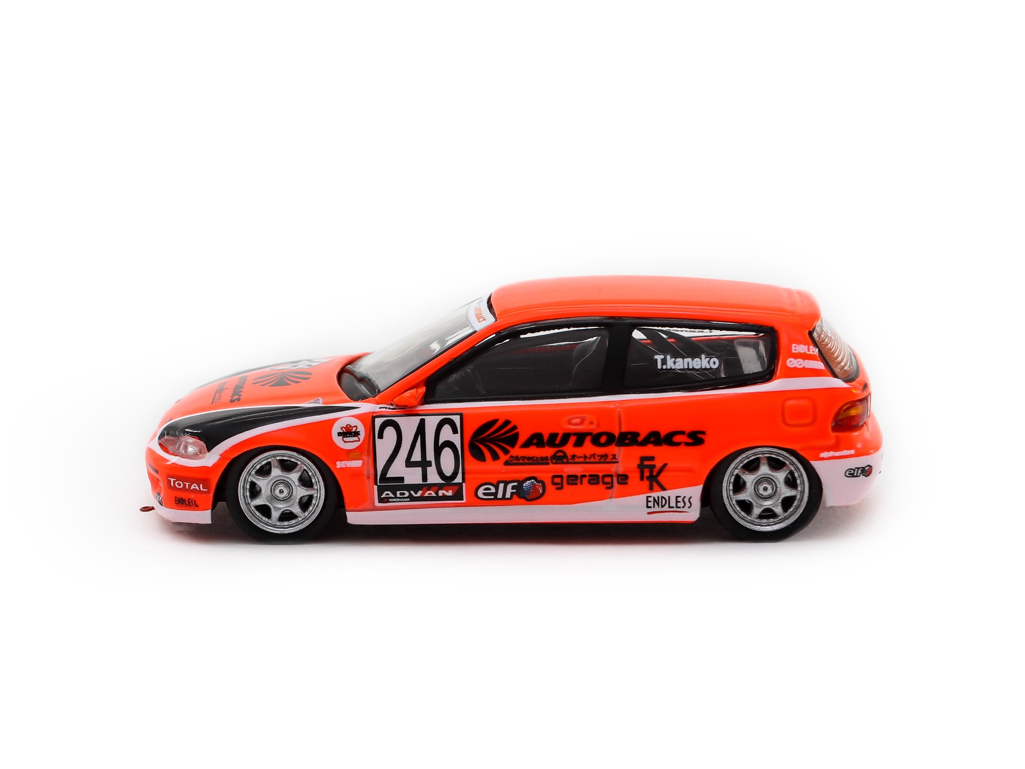 Tarmac Works 1/64 Scale Honda Civic EG6 Motegi Race Car Model - 2010 #246 Diecast Collectible for Car Enthusiasts & Display - Perfect for Racing Fans, Toy Car Collections, and Home/Office Decor