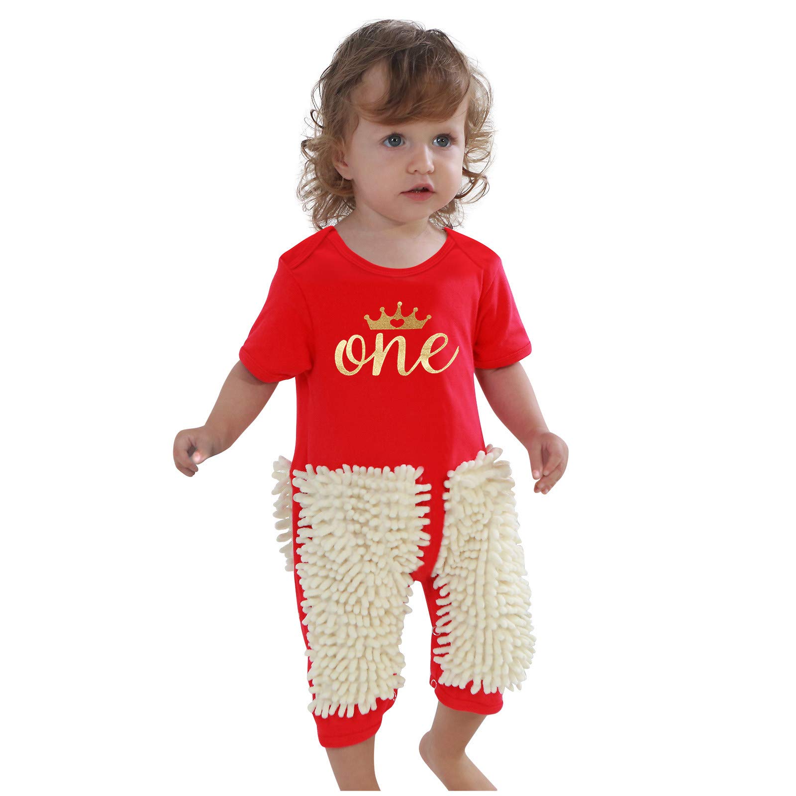 Funny Baby Bodysuit Onesies for Newborns - Cute Letter Mop Romper Jumpsuit for Crawling Boys & Girls | Perfect for Playtime, Photo Shoots & First Birthday Outfits
