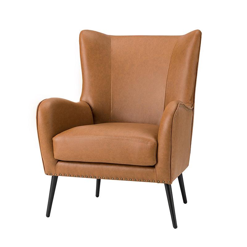 Stylish Shepherd Wingback Vegan Leather Armchair - Modern PU Leather Accent Chair for Living Room, Bedroom & Office - Comfortable Mid-Century Design with Optional Types