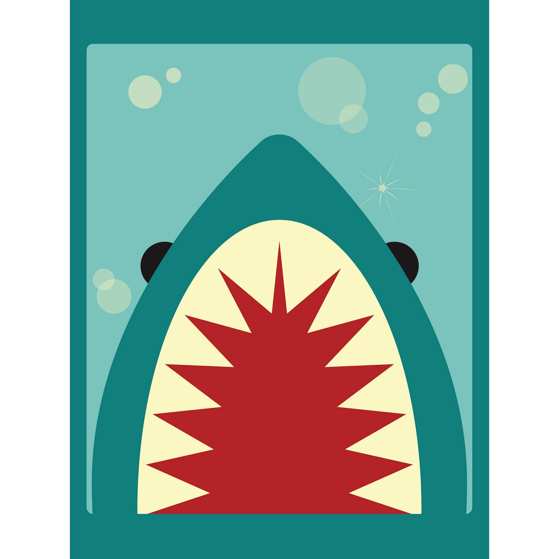Wee Blue Coo Cartoon Shark Teeth Large Wall Art Poster - 18x24 Inch Thick Paper Print - Perfect for Kids Room, Nursery, or Beach House Decor