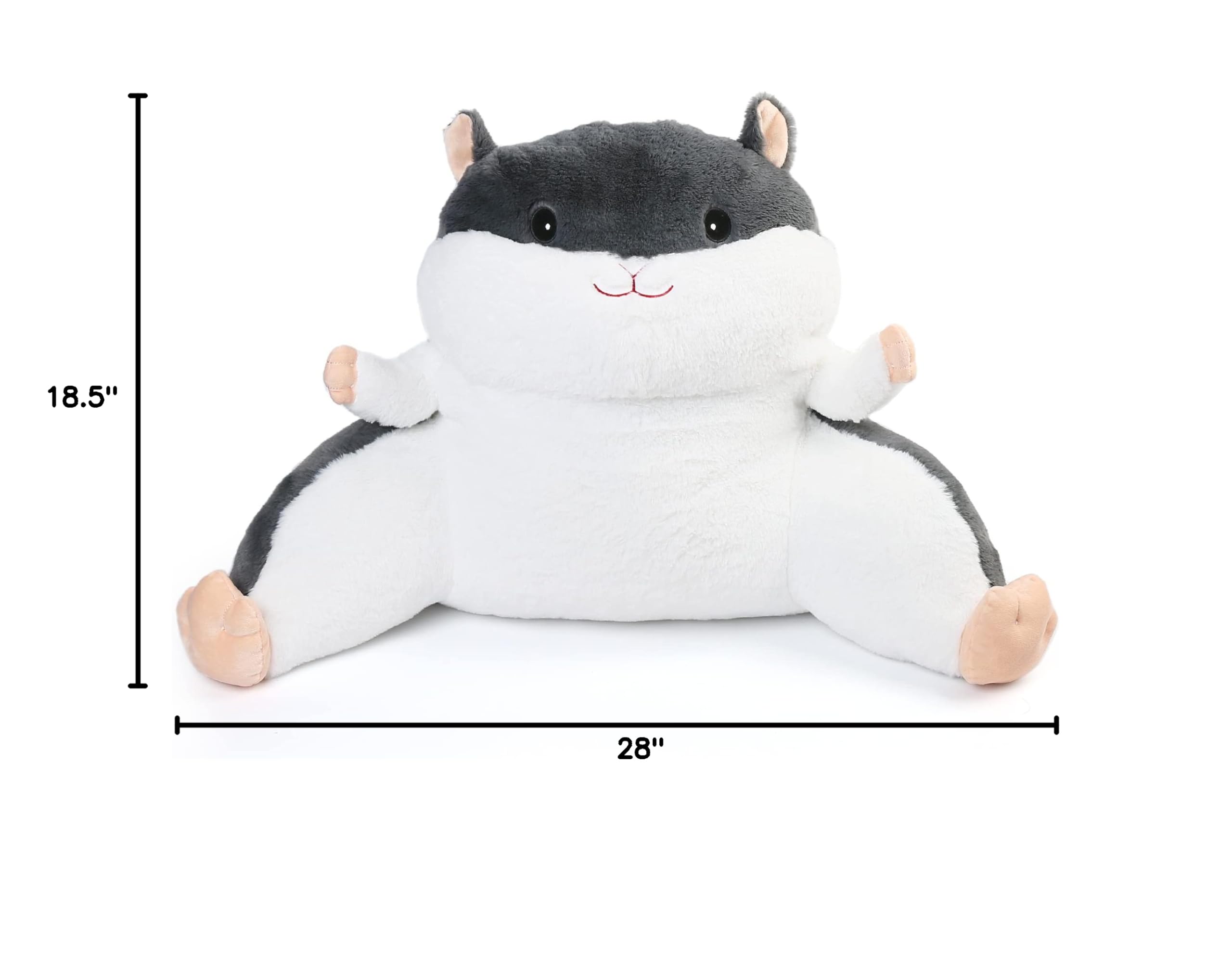 BenBen Reading Pillow for Kids, Teens & Adults - Soft Plush Bed Rest Pillow with Arms & Hamster Pattern - Perfect for Sitting Up in Bed, Reading, Watching TV & Relaxing