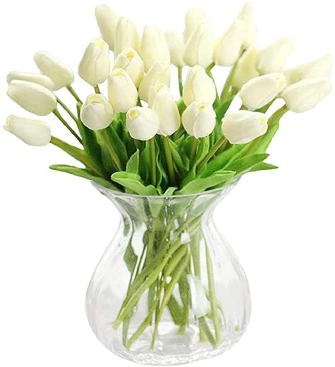 30PCS Real-Touch Artificial PU Tulip Flowers - Lifelike Fake Tulips for Home Decor, Wedding Centerpieces, Party Arrangements & Spring Table Decorations