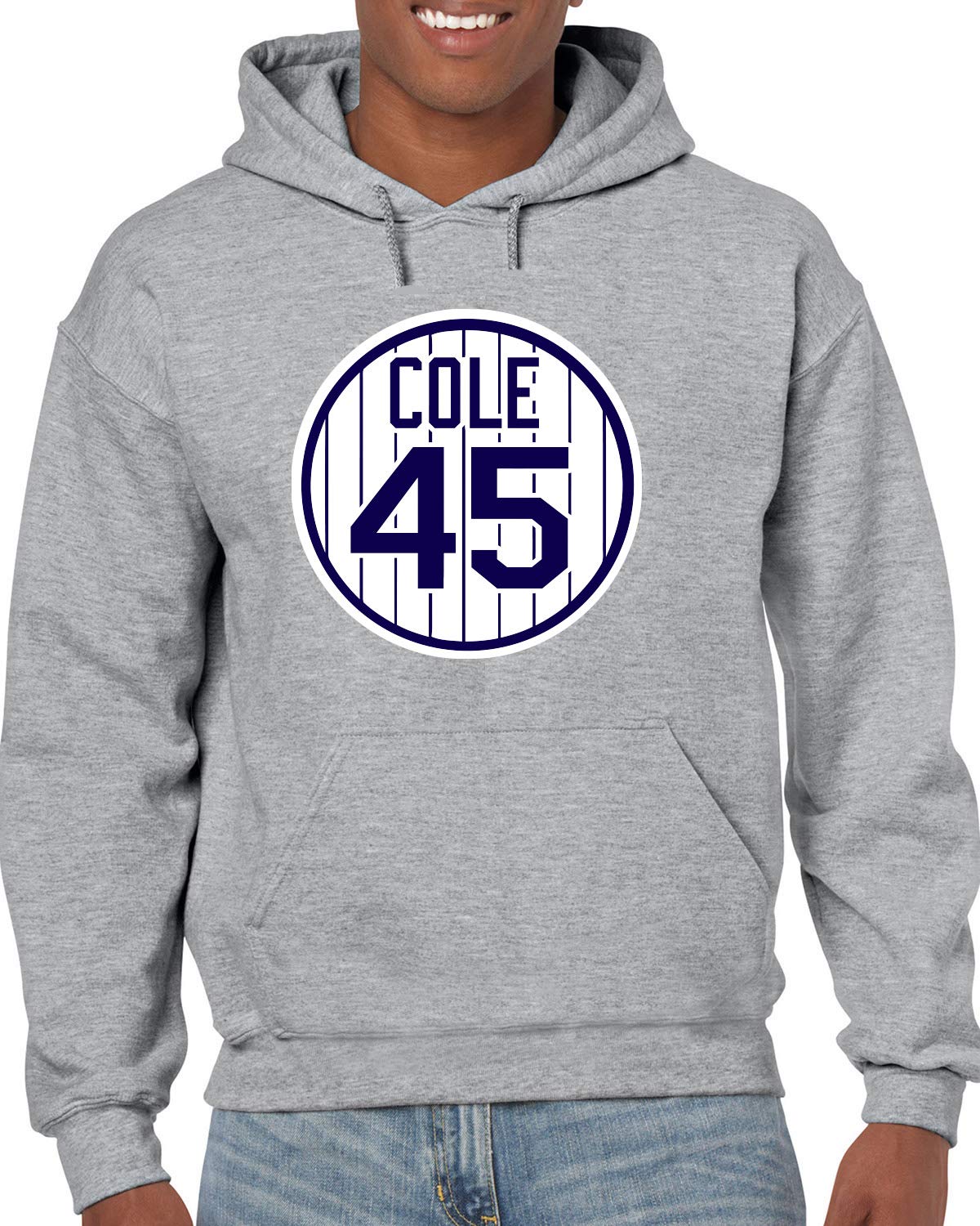 Tobin Clothing Gray Yankees Cole Logo Hooded Sweatshirt - Men's Casual Pullover Hoodie for Baseball Fans & Streetwear Fashion